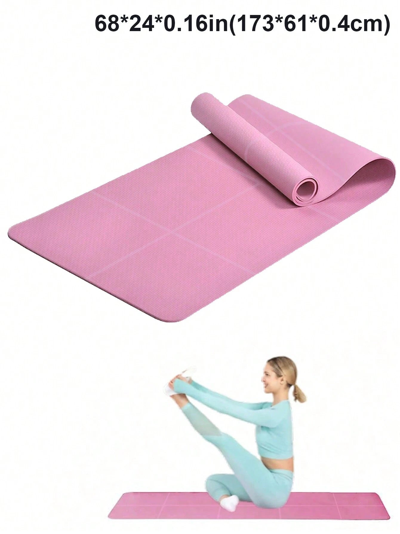1pc 173*61*0.3cm Eva Yoga Mat For Beginners, Fitness Mat, Dance, Anti-skid Exercise Pad Pink One-Size