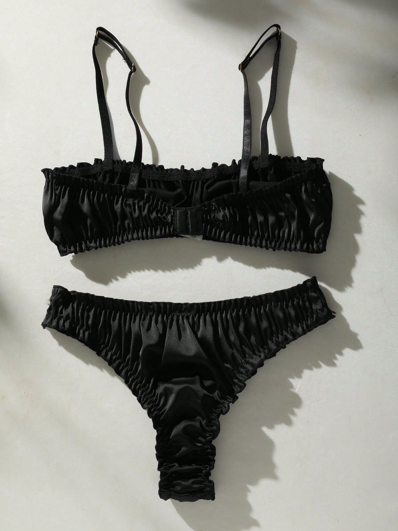 Frill Trim Satin Lingerie Set