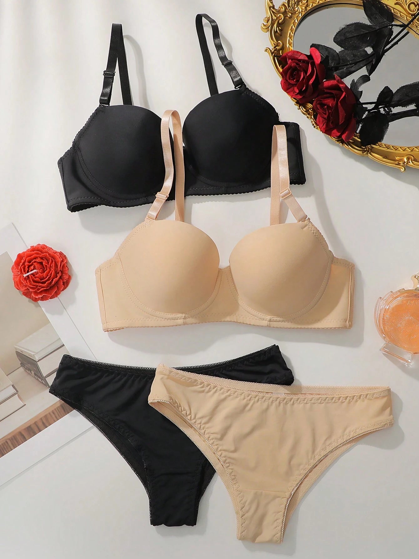 Underwear&amp;Sleepwear Basics Women's Solid Color Bra With Underwire And Triangle Underwear Multicolor 3