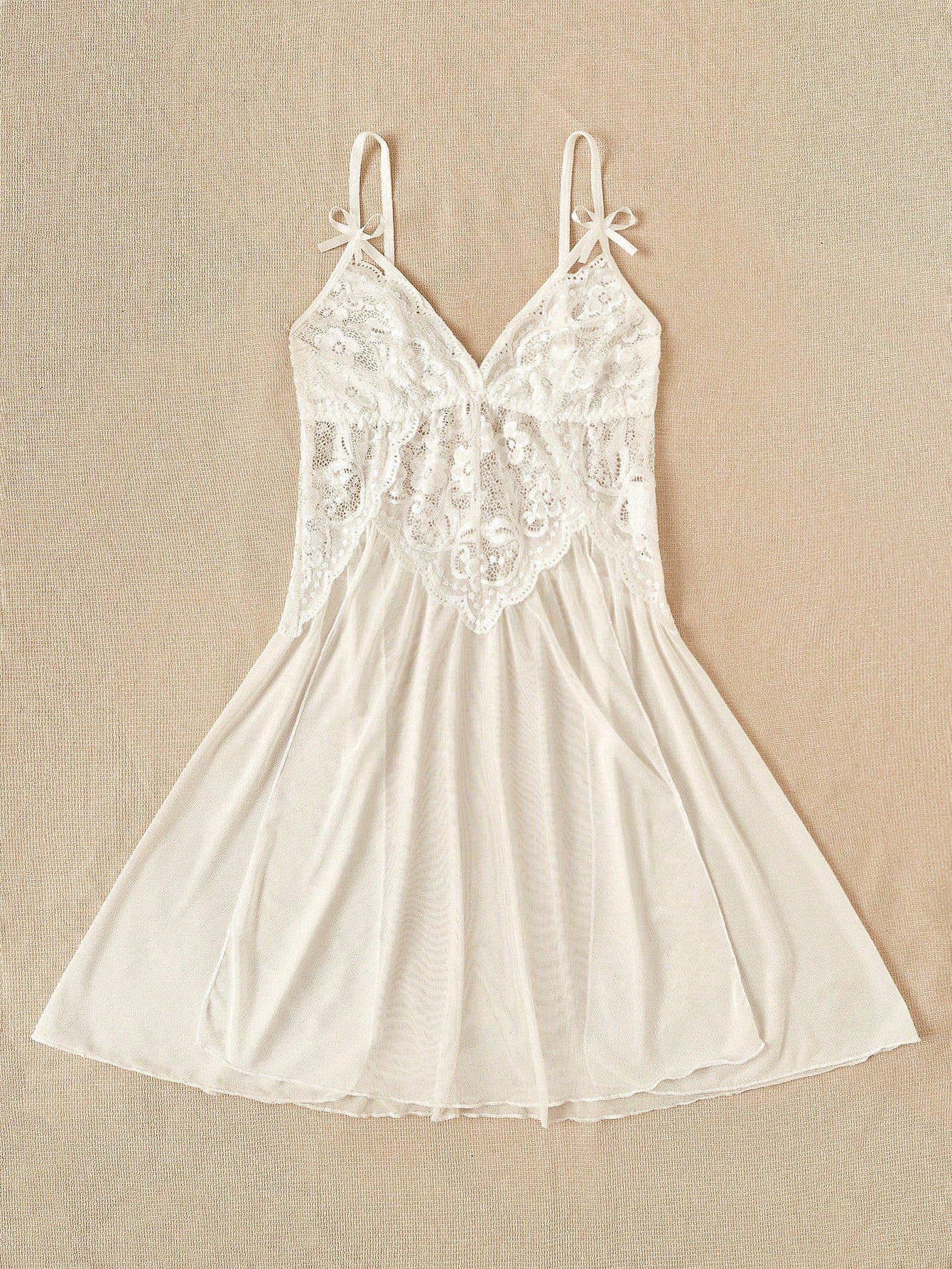 Contrast Lace Mesh Harness Slips