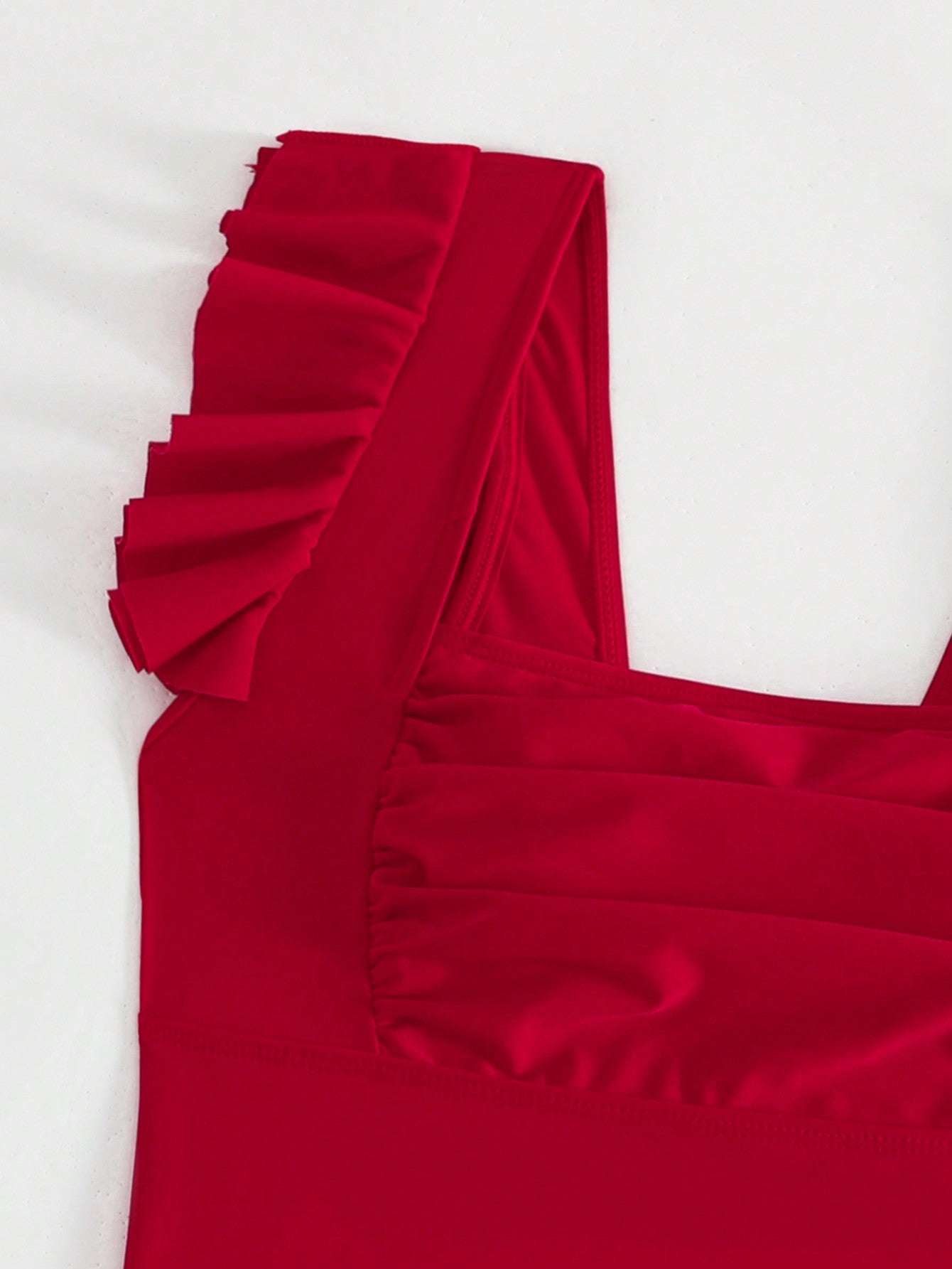 View Outfits SHEIN SHEIN Swim Chicsea Ruffle Trim Ruched Bust One Piece Swimsuit