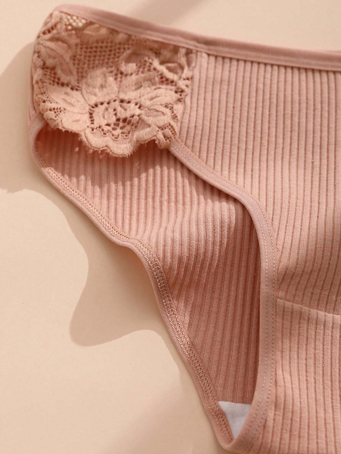 7pcs/Set Women's Solid Color Low-Rise Lace Breathable Triangle Panties For Teen Girls