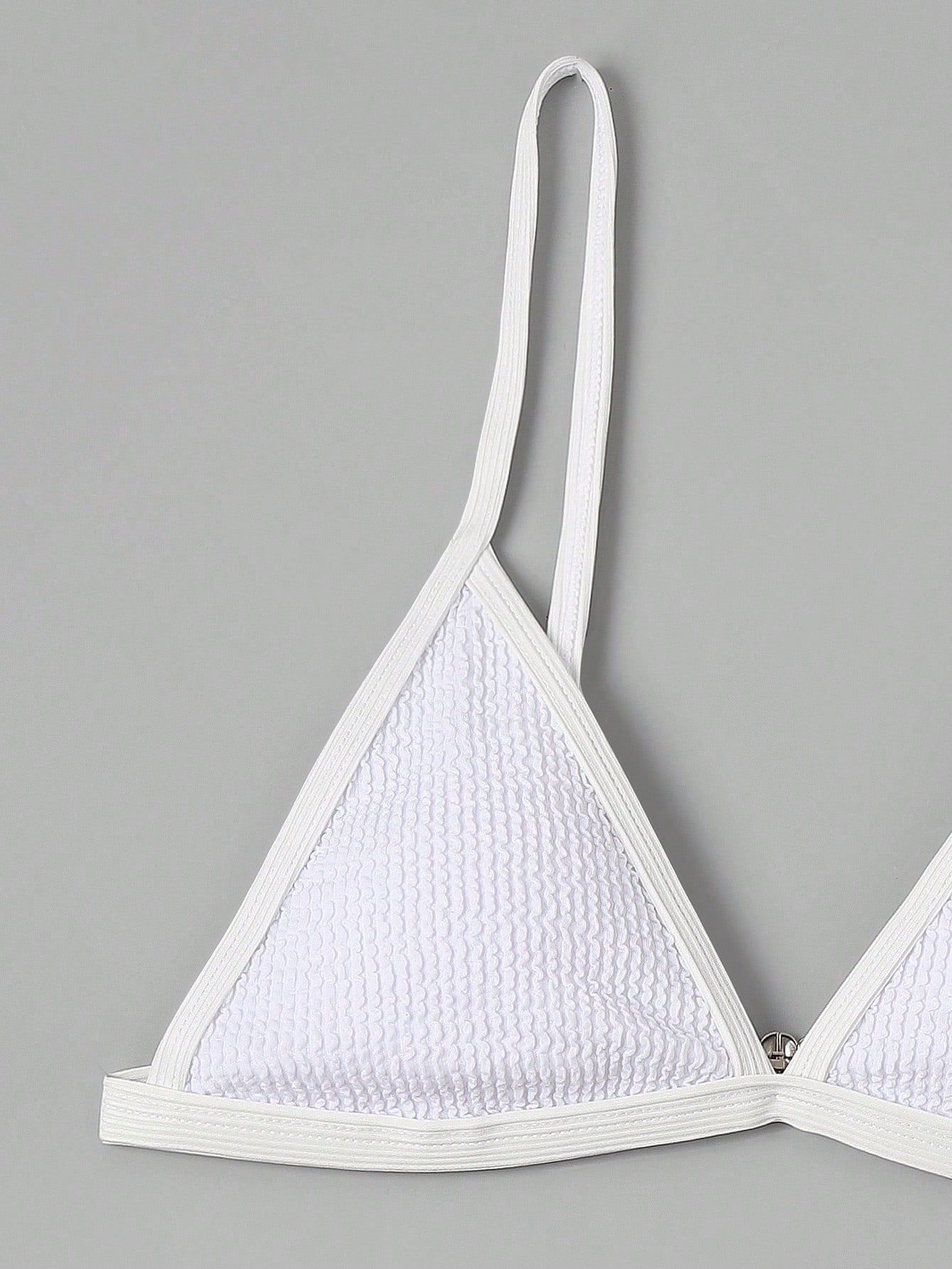 Contrast Binding Triangle Thong Bikini Swimsuit