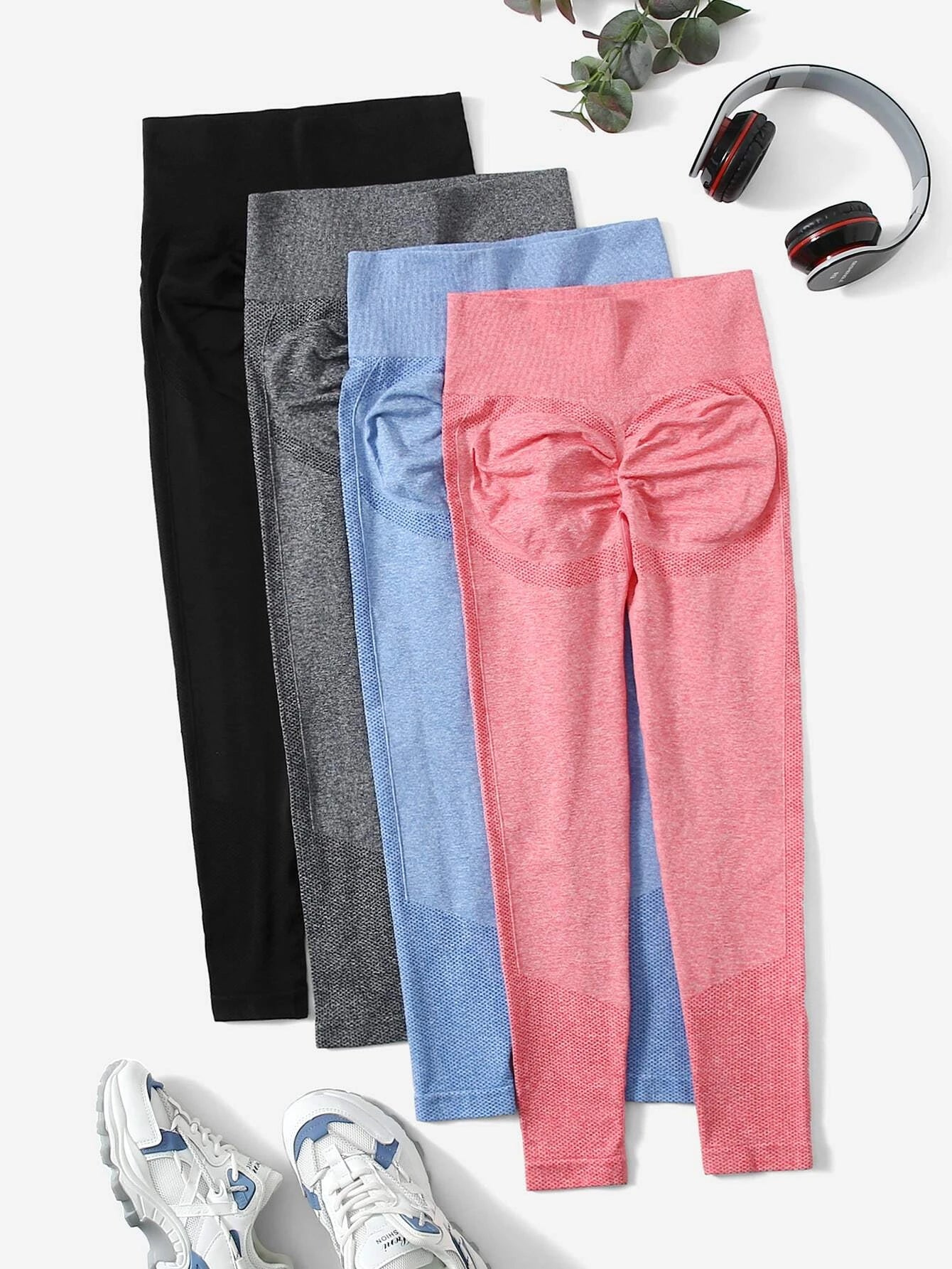 Yoga Basic 4pcs Seamless Wide Waistband Sports Leggings