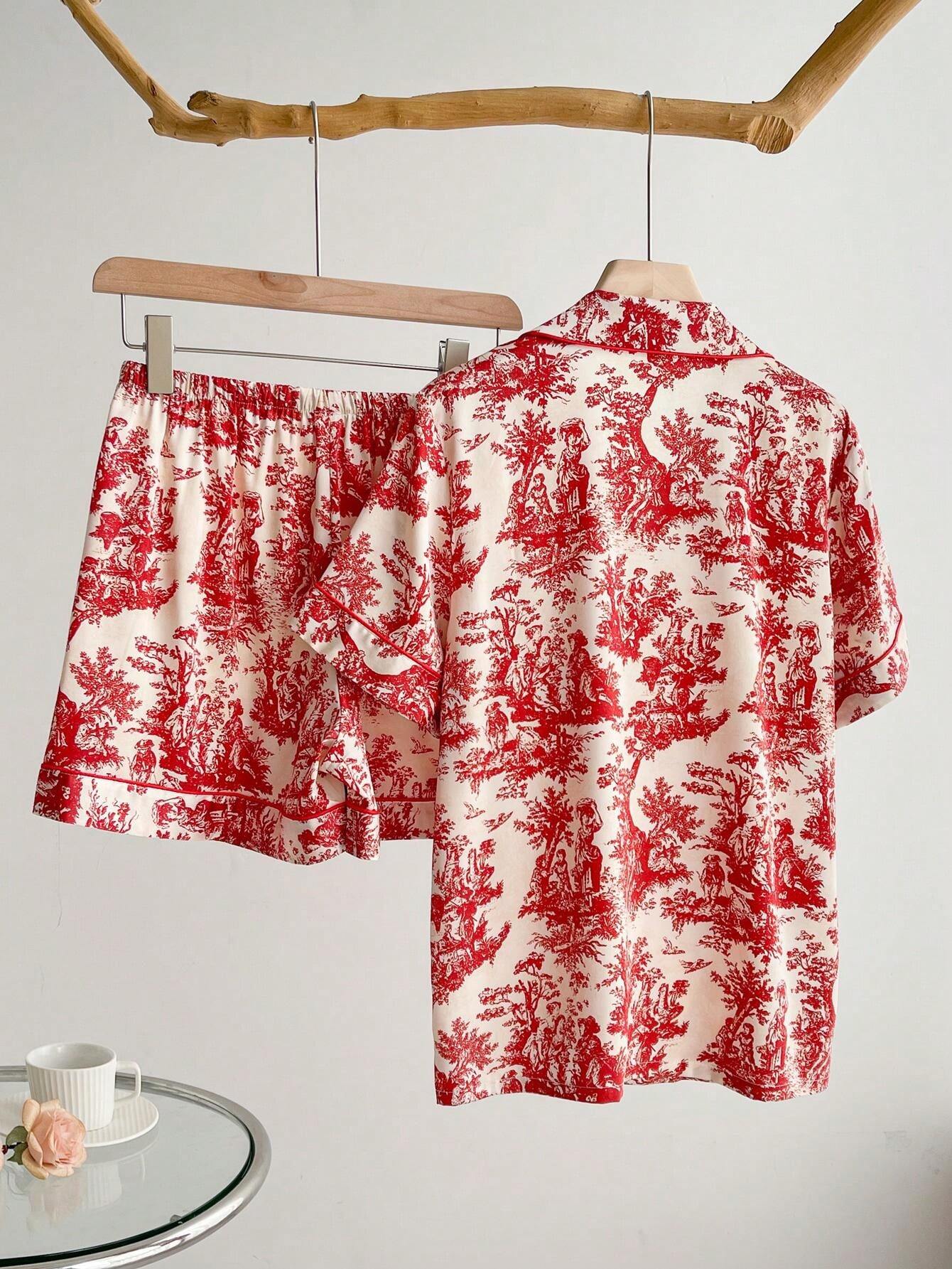 Women's Short Sleeve Ice Silk Premium Homewear Set