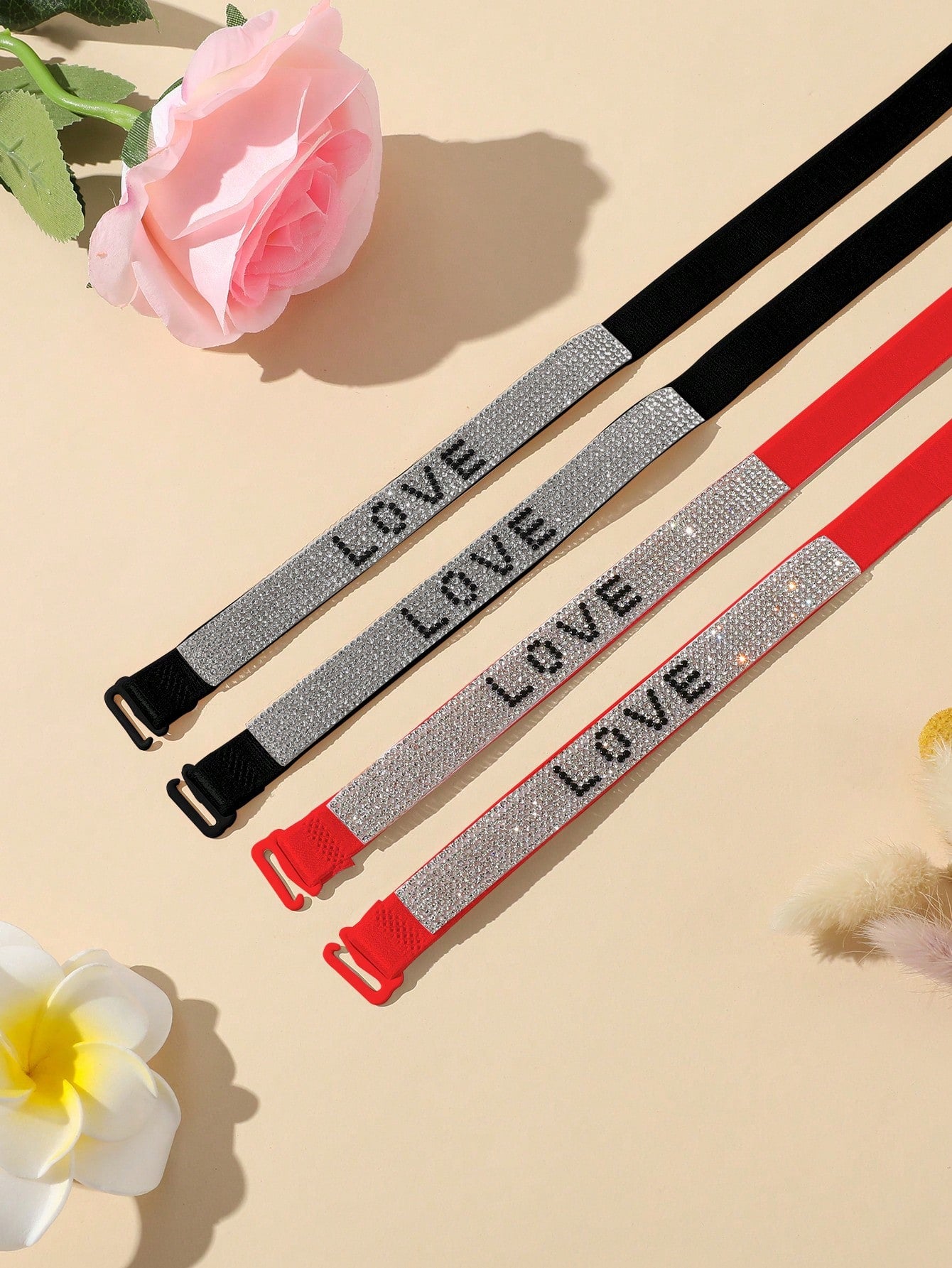 2pairs Rhinestone Letter Bra Strap