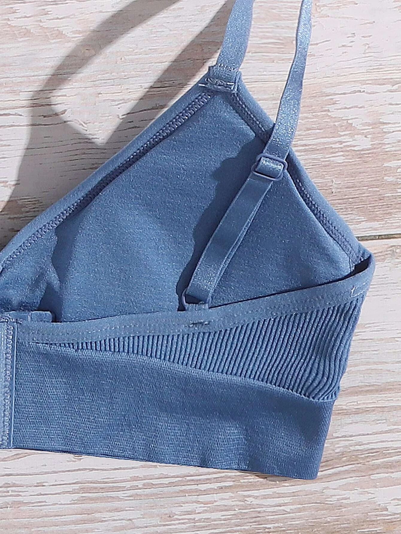 Eraneu 4pack Letter Graphic Rib Bra Set