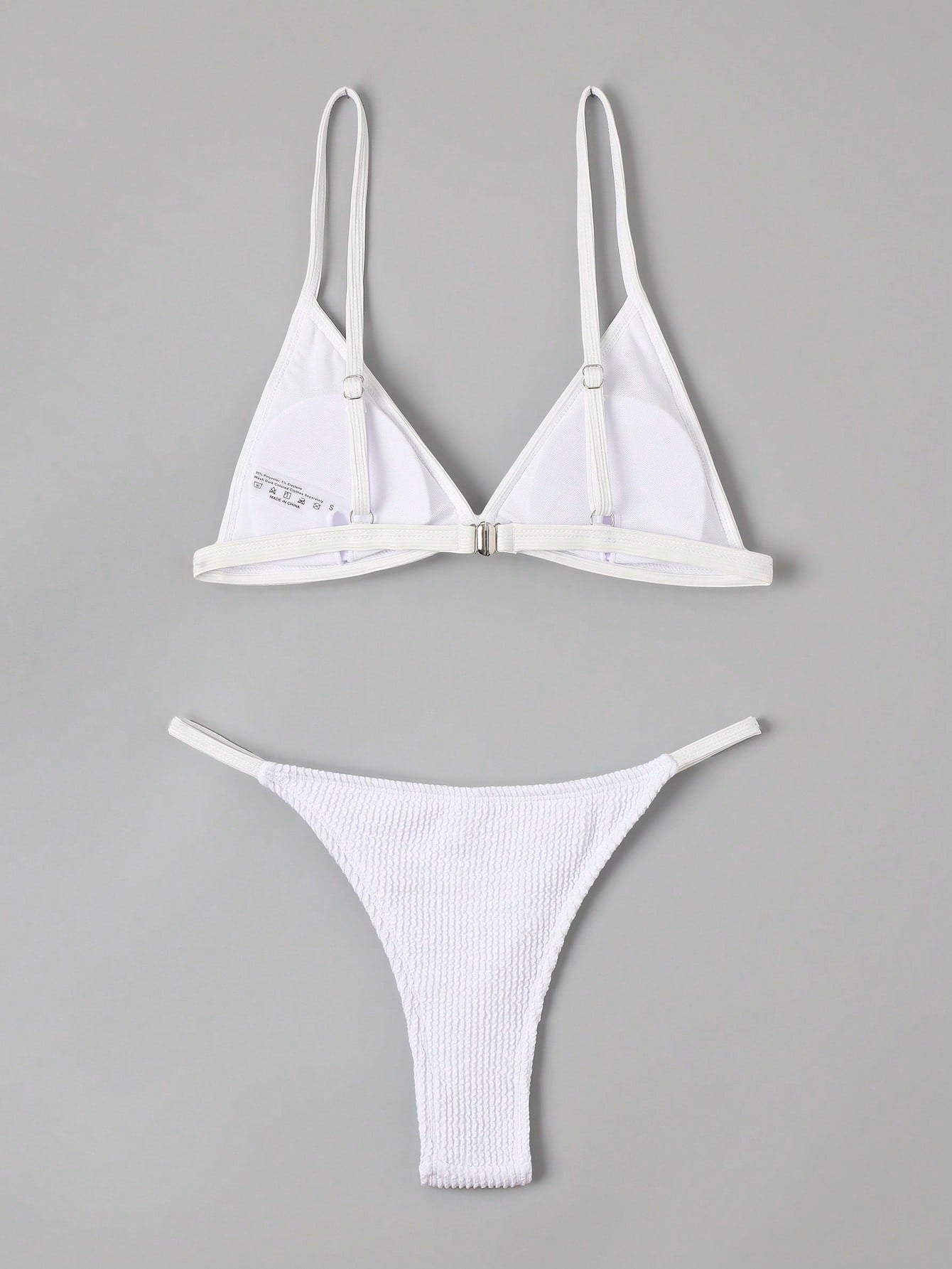 Contrast Binding Triangle Thong Bikini Swimsuit