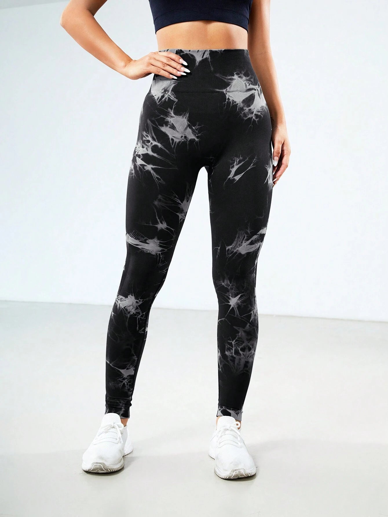 Sport Studio 6pcs Tie Dye Wideband Waist Sports Leggings