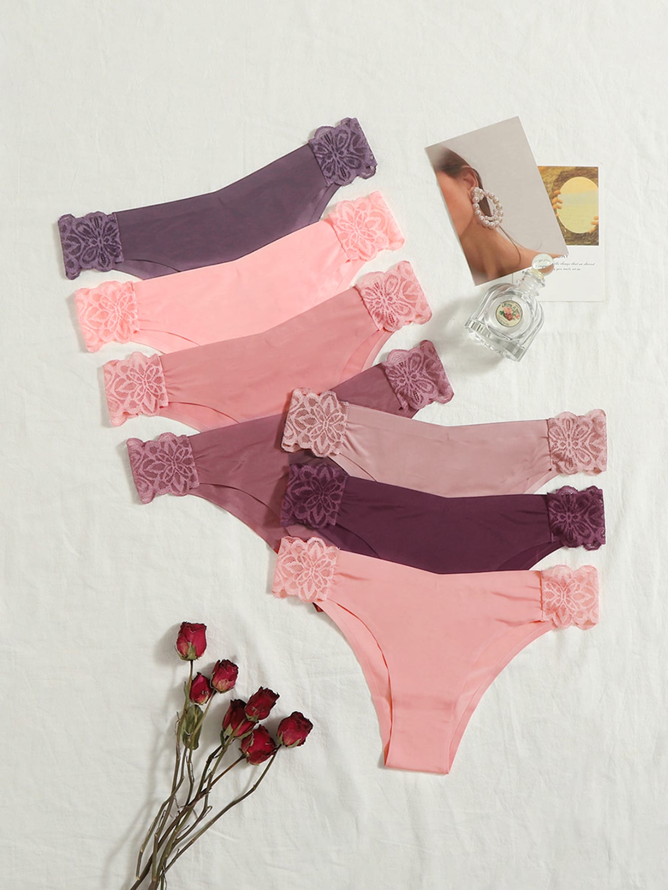 7pack Contrast Lace Panty Set