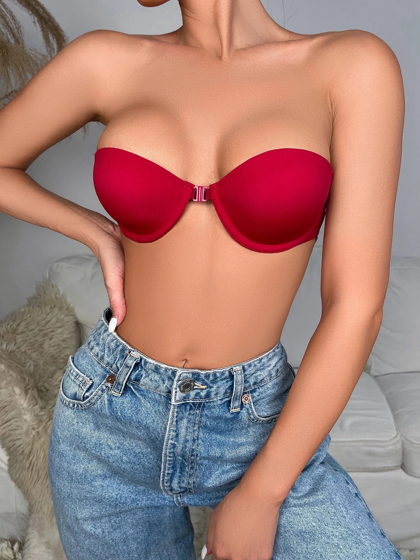 Women's Solid Color Front-Closed Underwire Bra