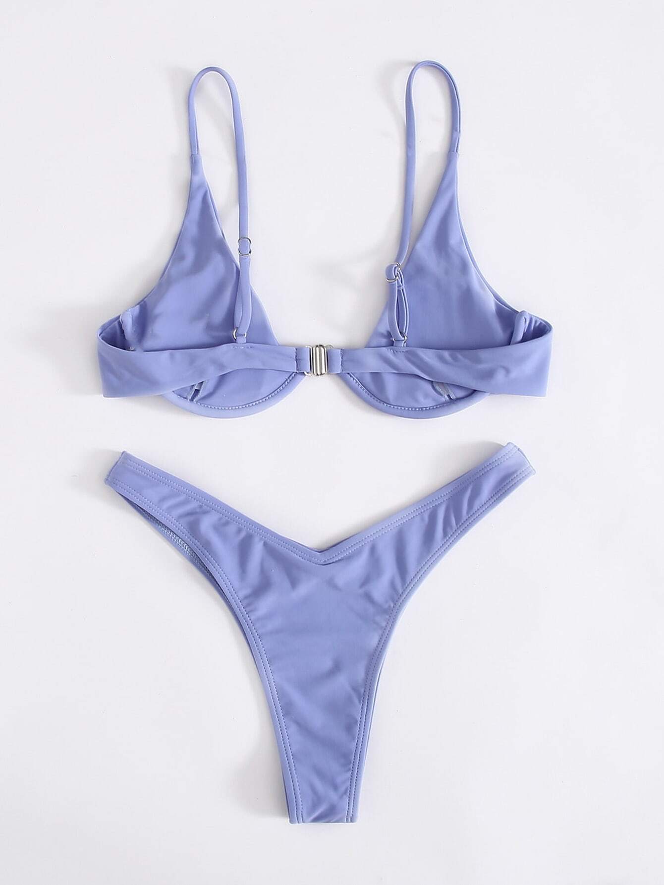 Solid Underwire Bikini Swimsuit