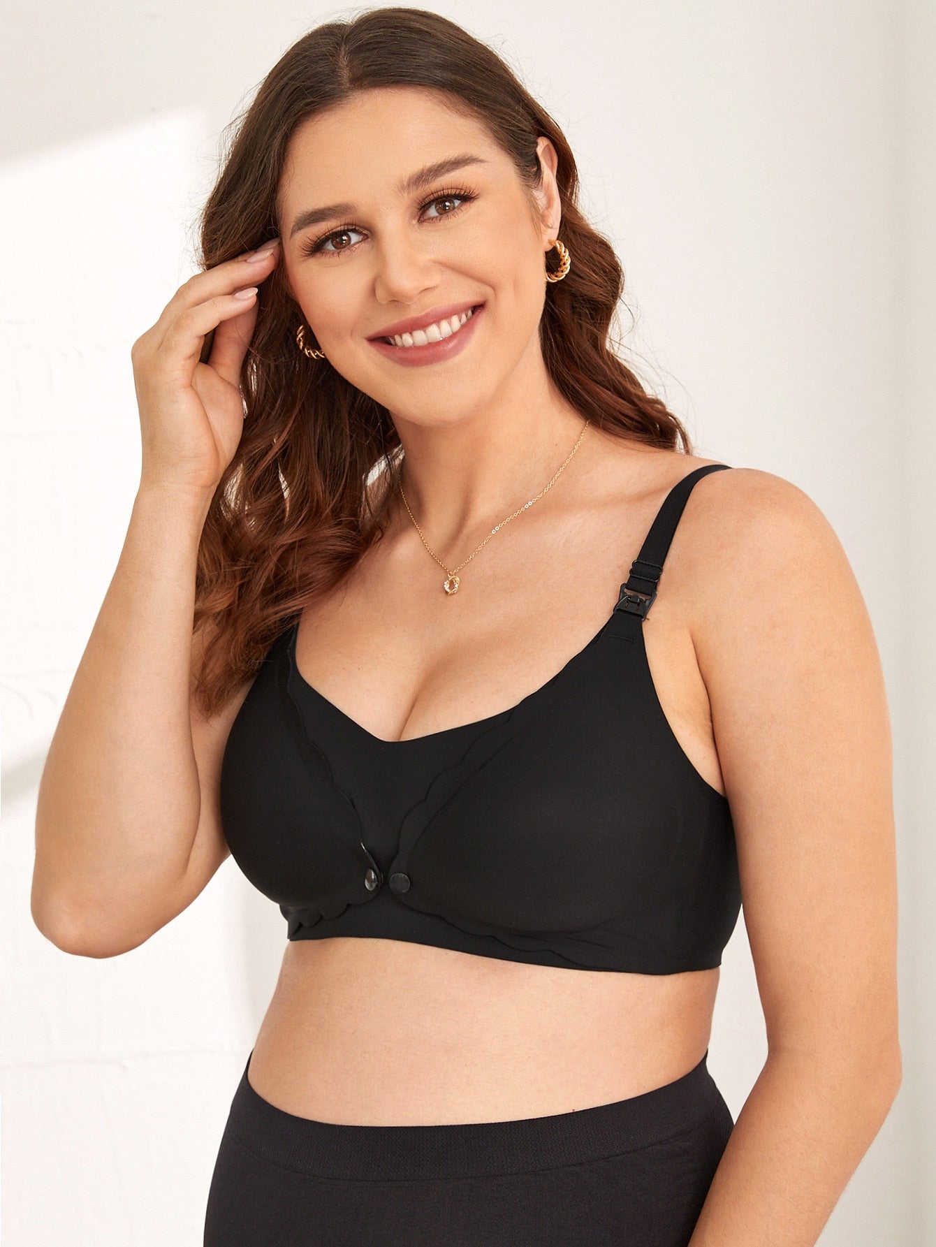 SHEIN Maternity Scallop Trim Nursing Bralette