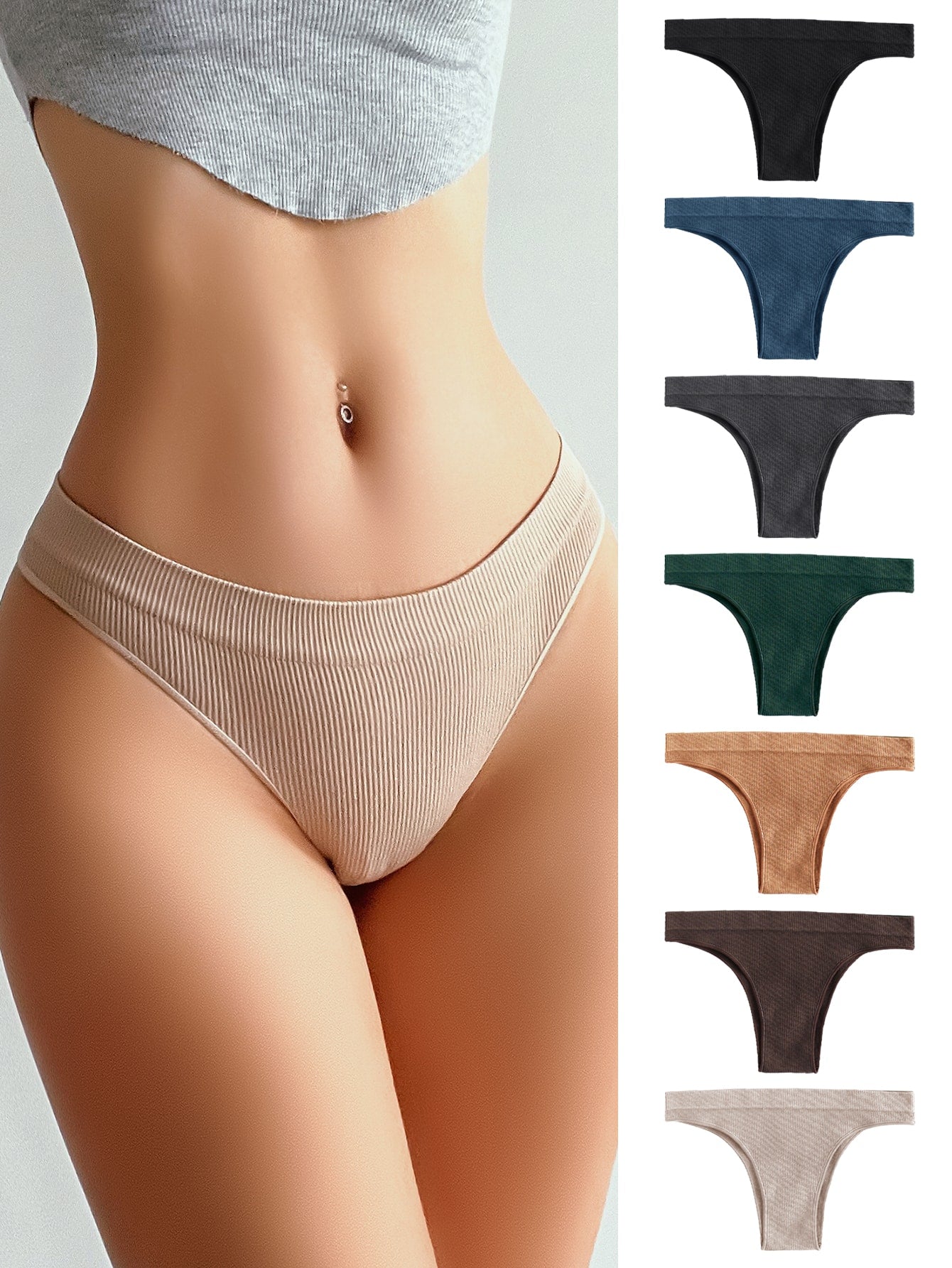 7pack Solid Seamless Panty