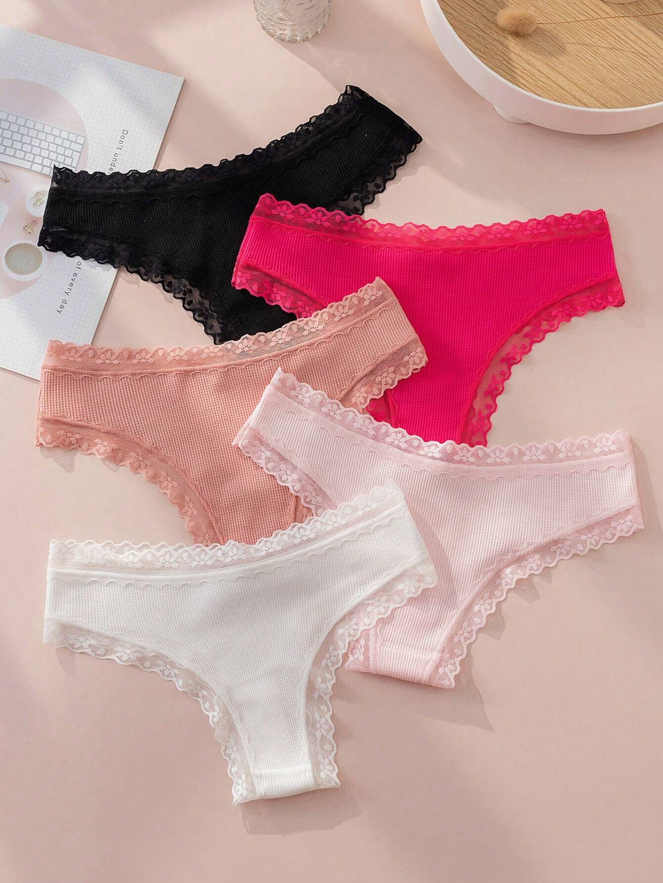 5pack Contrast Lace Panty