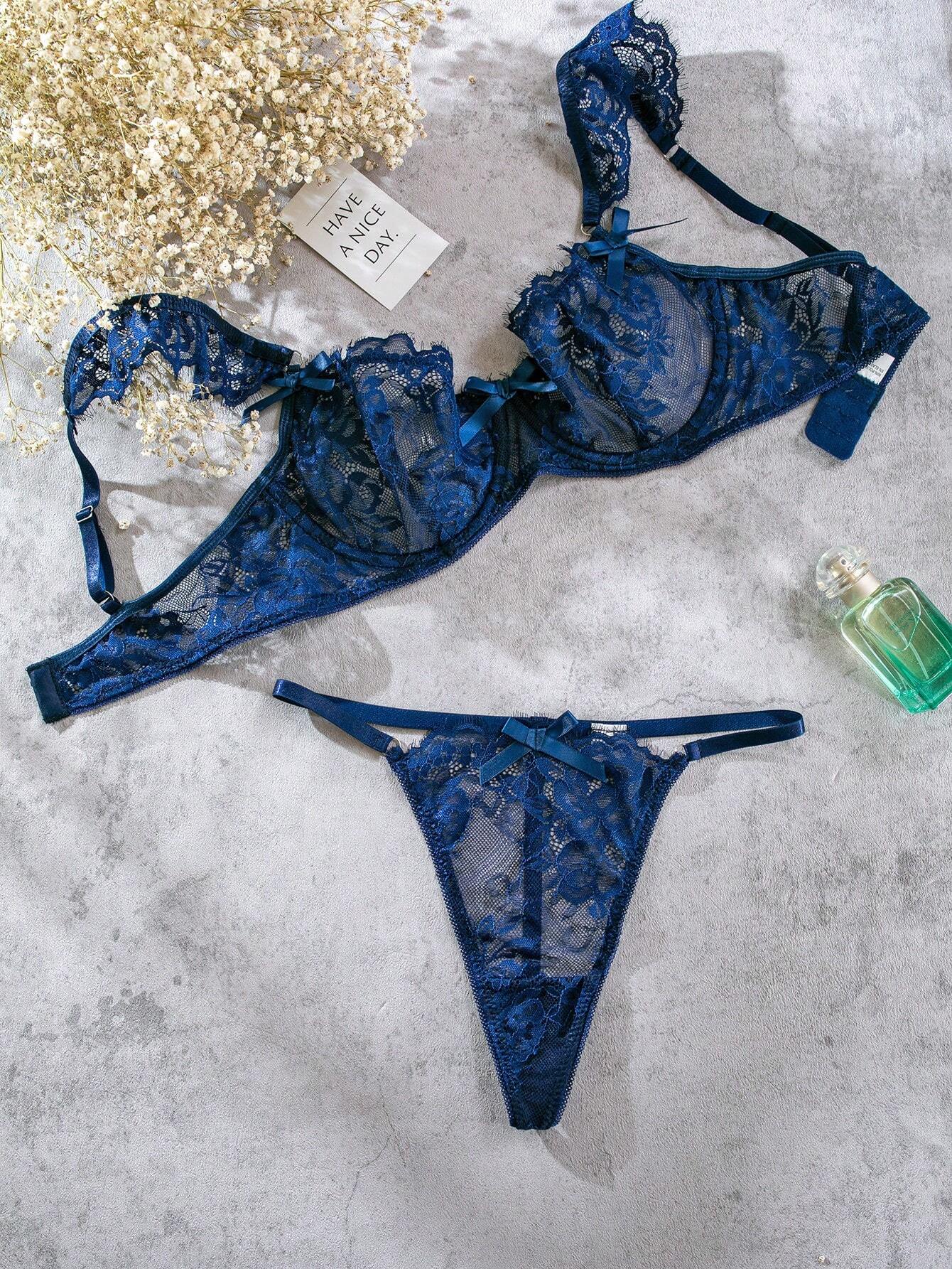 Classic Sexy Floral Lace Underwire Lingerie Set