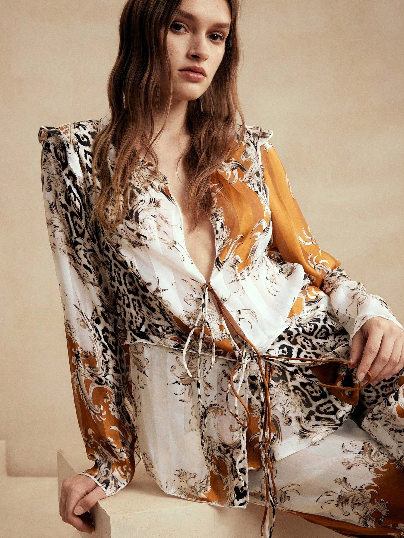 Anewsta Anewsta Resort Style Yacht Leisure Zebra Print Sexy See-Through Sheer Pajamas Set