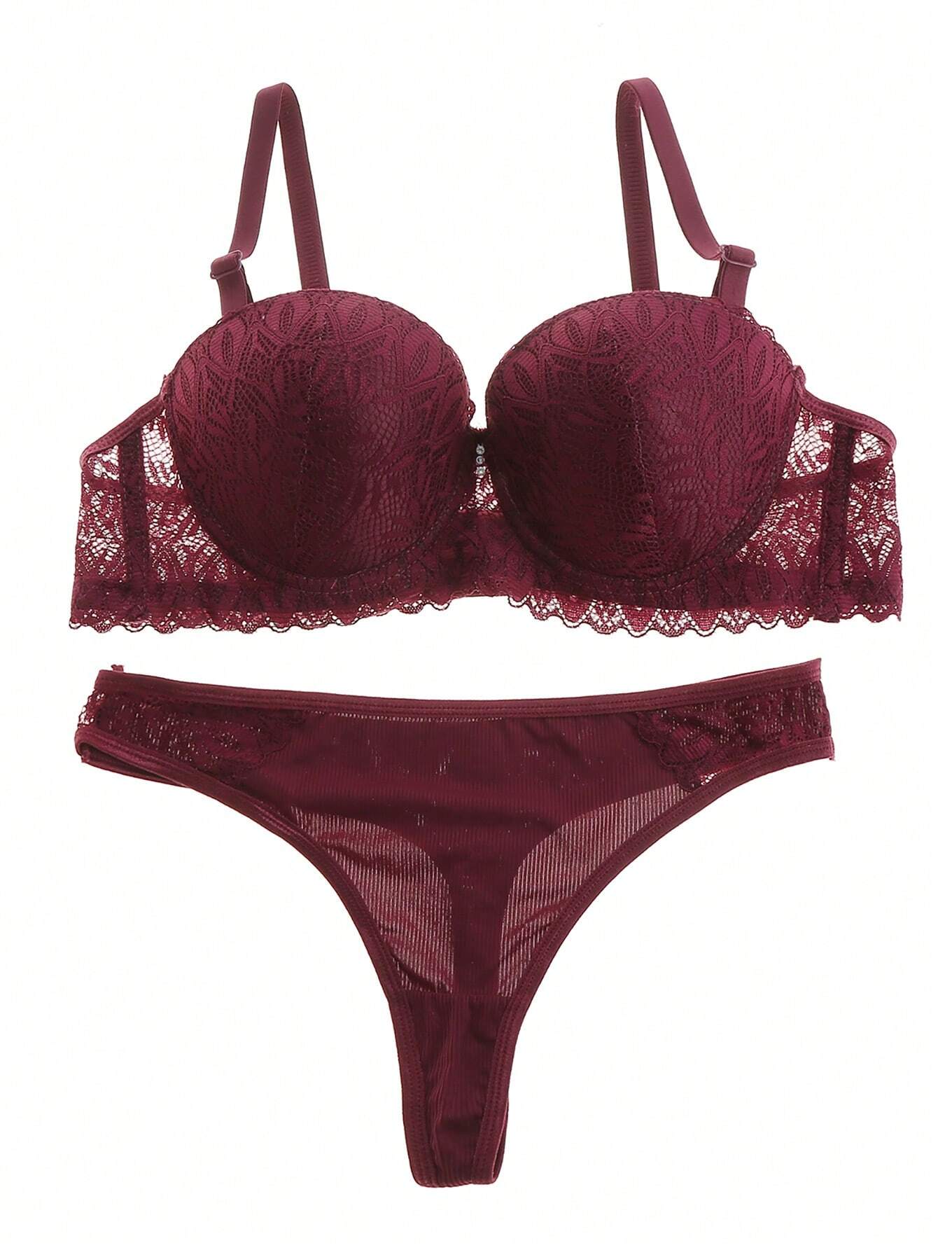 Floral Lace Underwire Lingerie Set
