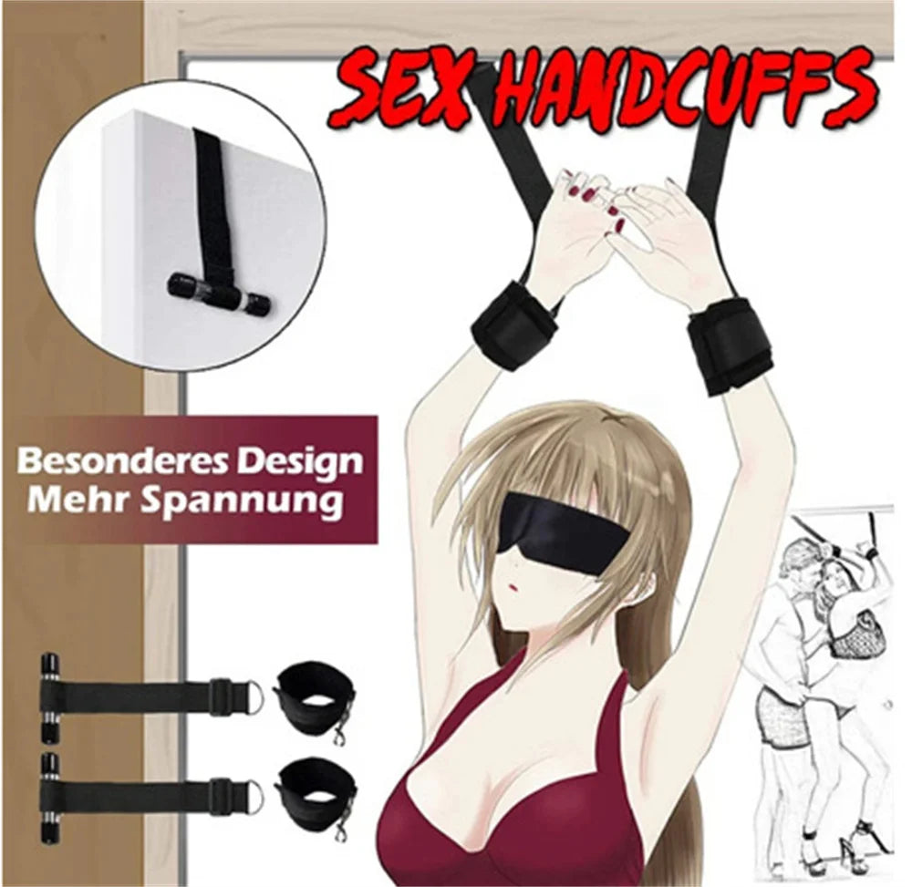 Adult Games Handcuffs Bondage Set Couples Games Handcuffs Shackles Erotic Accessories Black