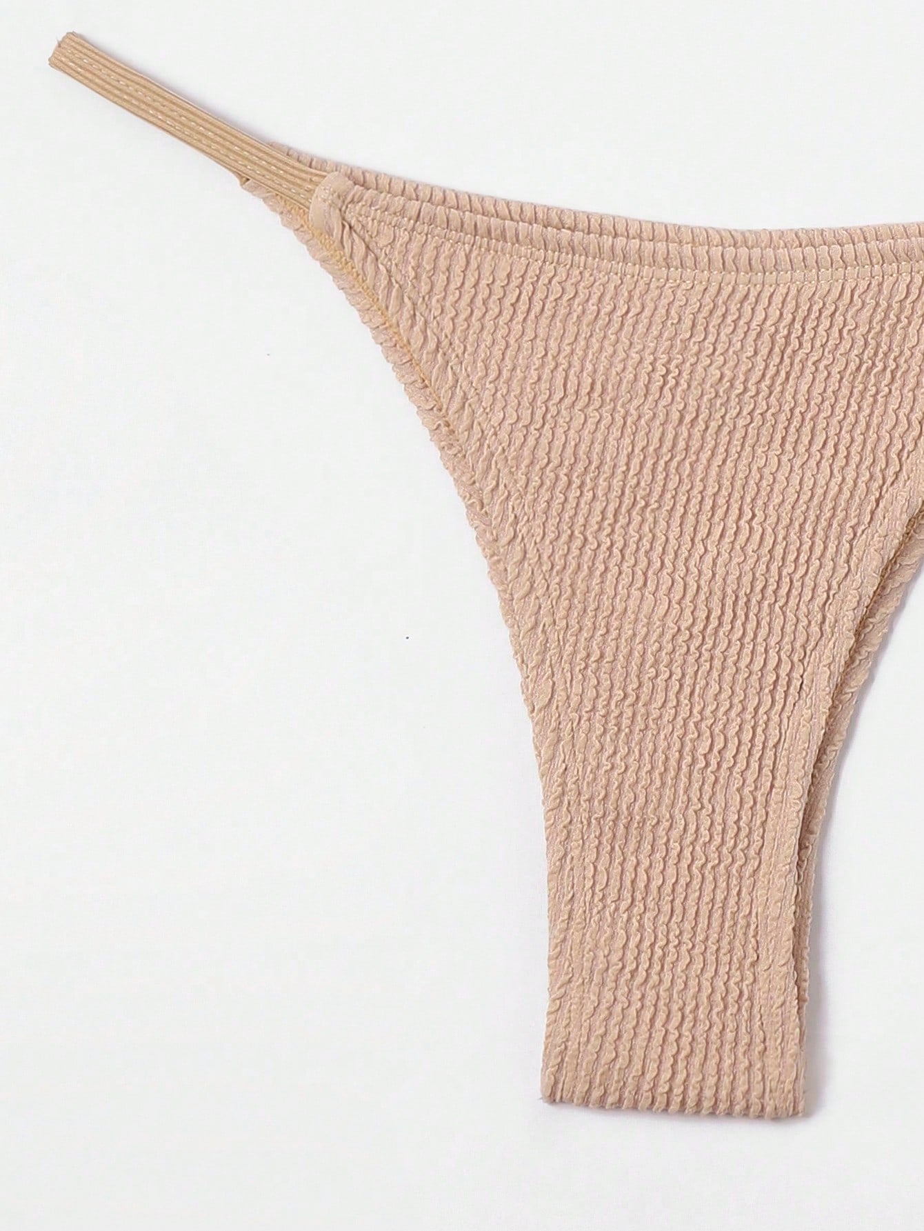 Contrast Binding Triangle Thong Bikini Swimsuit