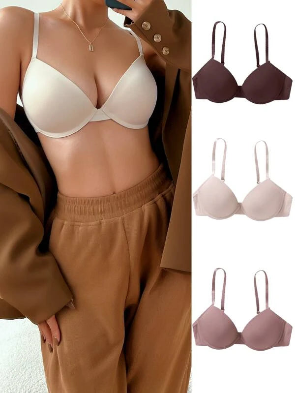 3pack Solid Underwire Bra Set
