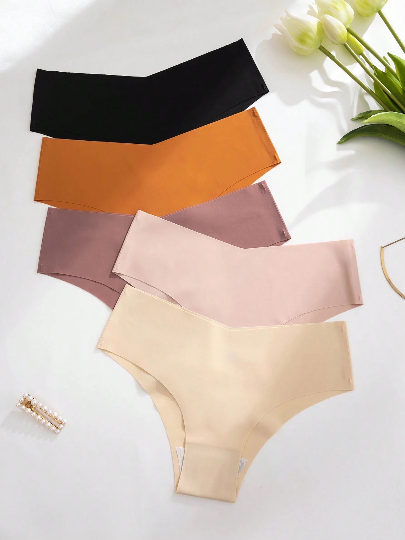 5pcs/Pack Women's Seamless Adhesive Breathable Sexy Bikini Briefs