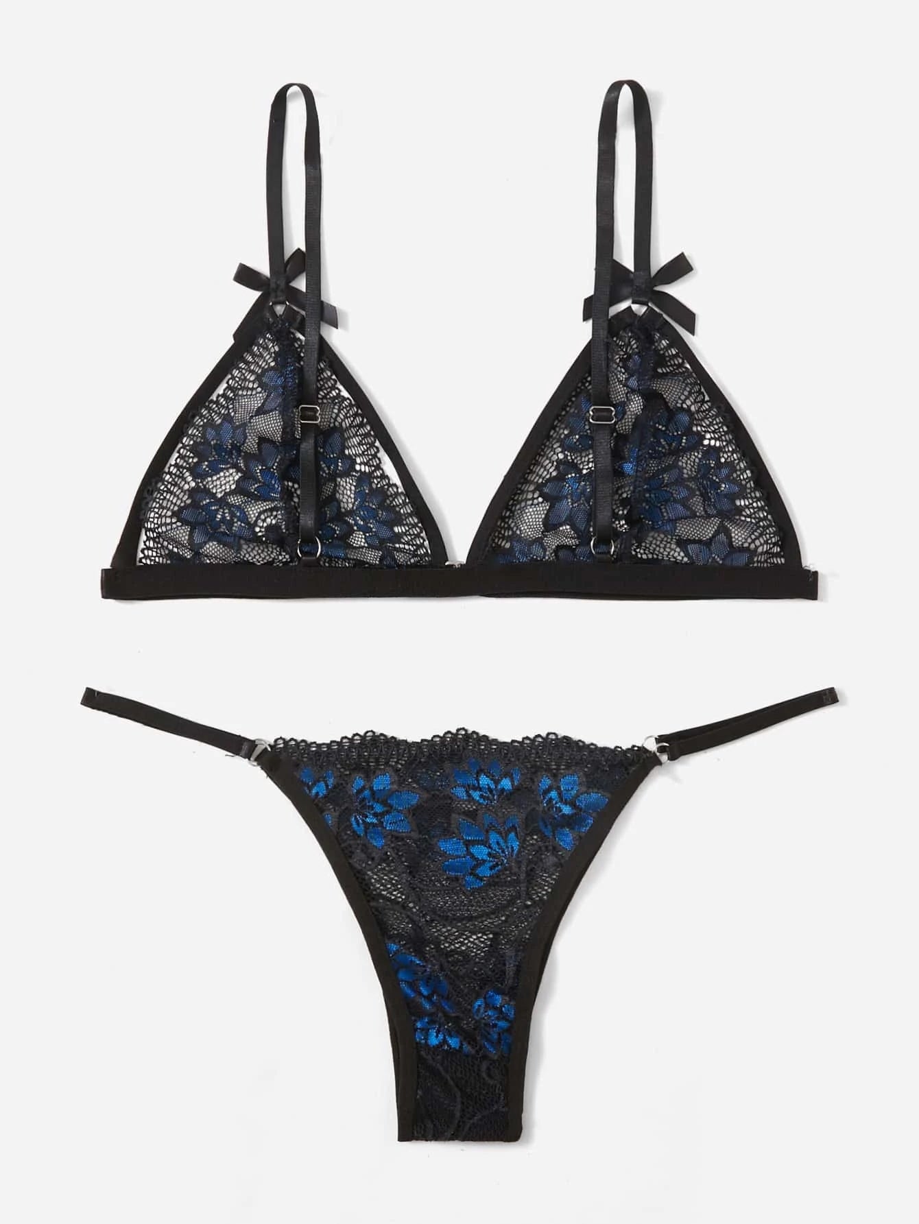 Classic Sexy Floral Lace Harness Lingerie Set