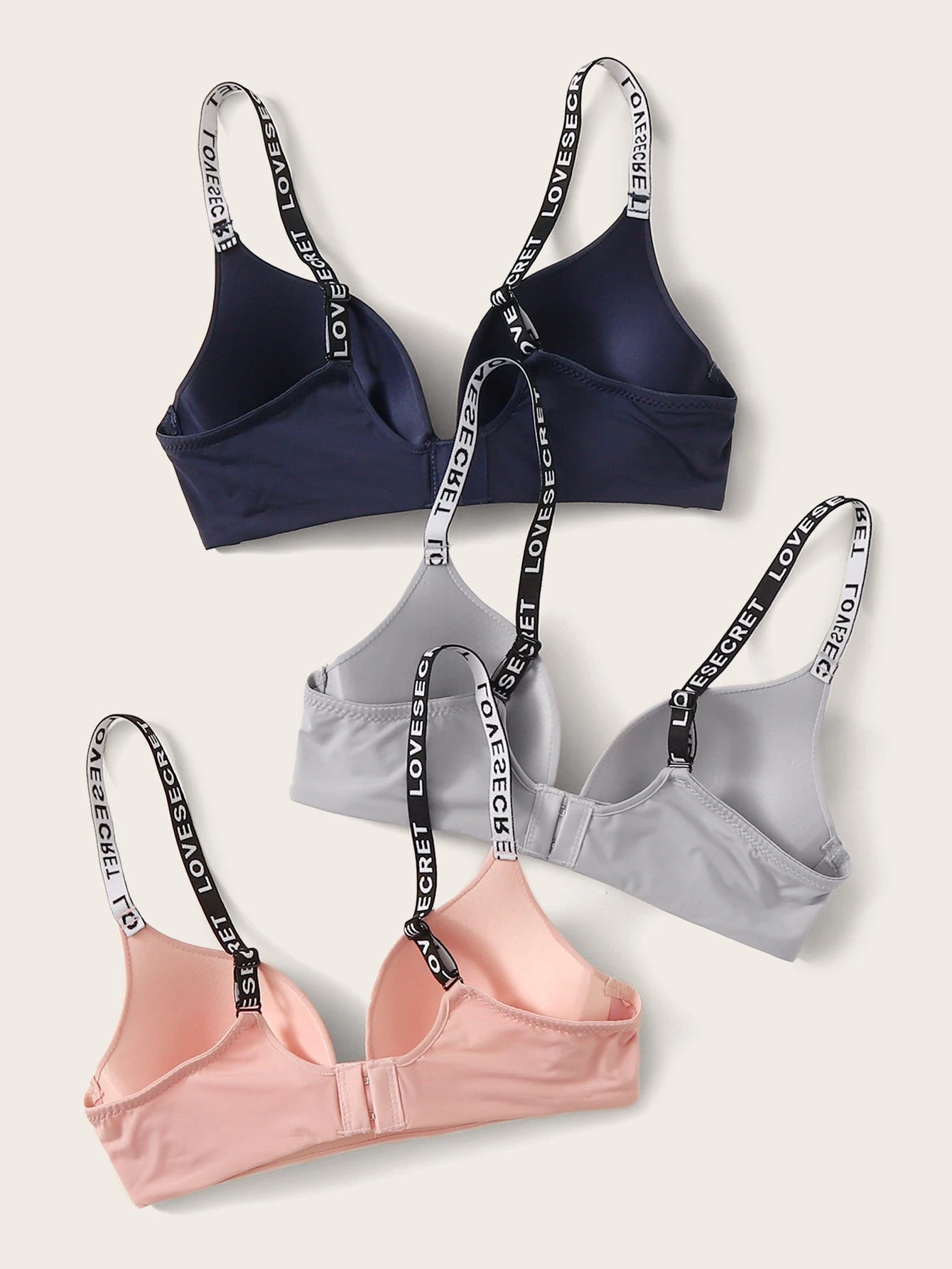 Letter Print Strap Bra Set 3pack Sports
