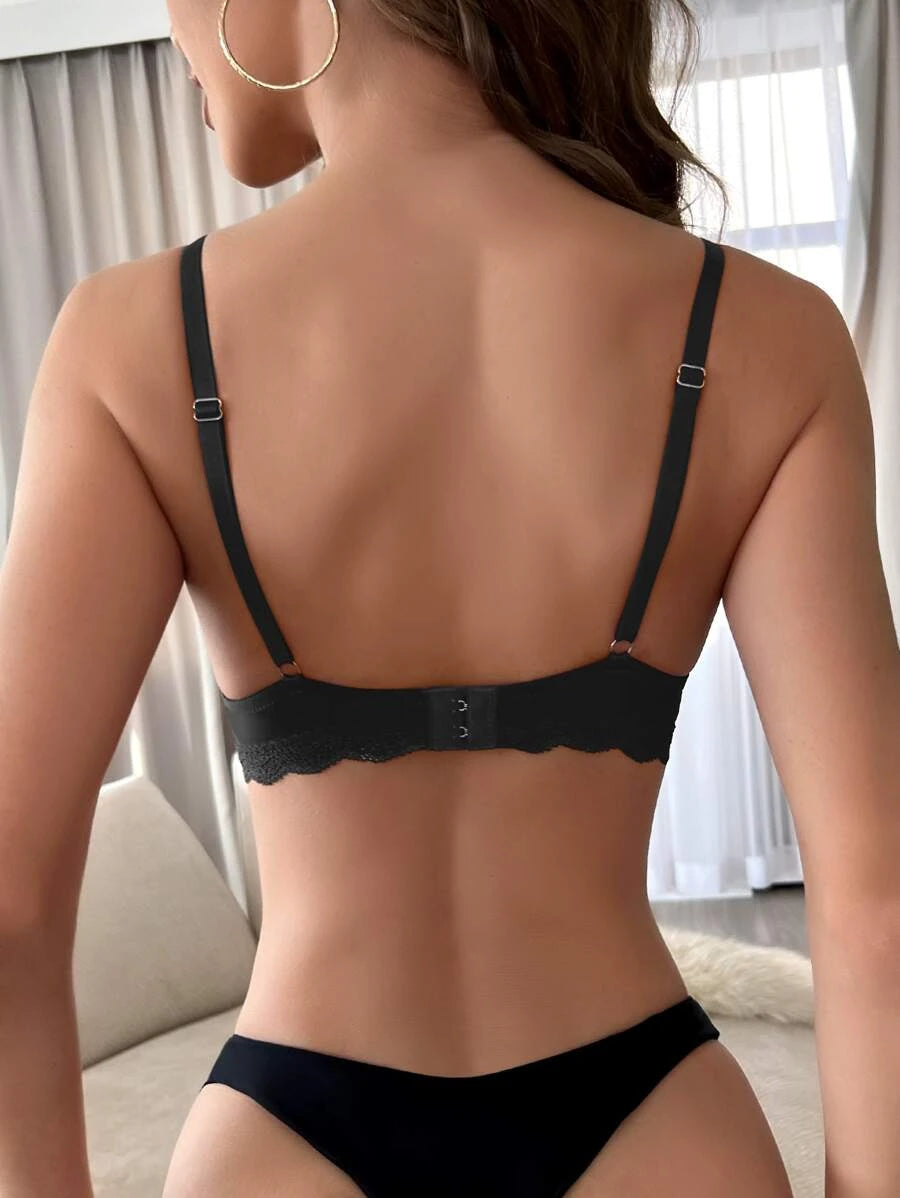 Lace Trim Push Up Bra