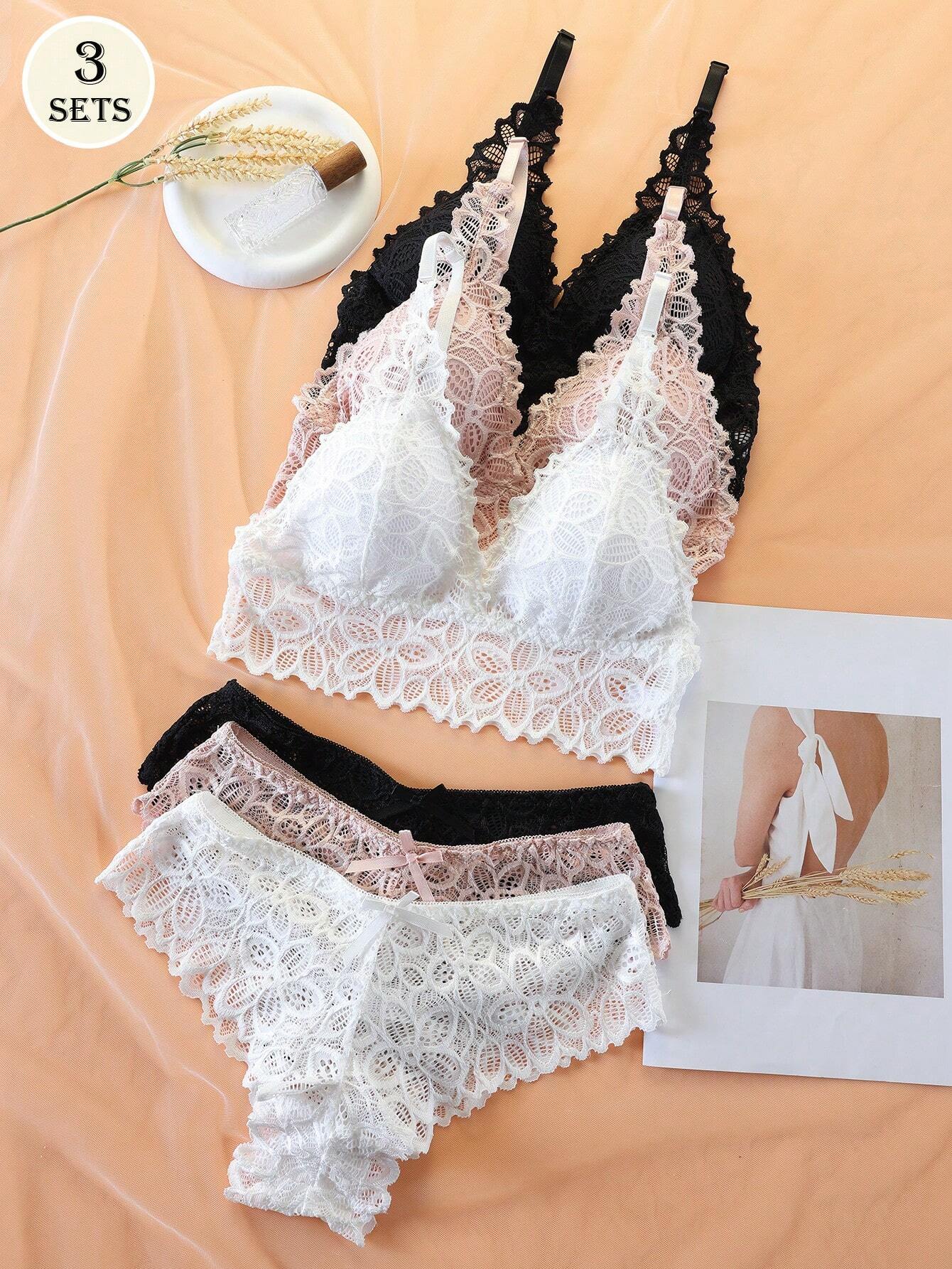 Sexy Fashionable Street Style Casual Women's Underwear Set With Lace &amp; Back Beautifying Bra