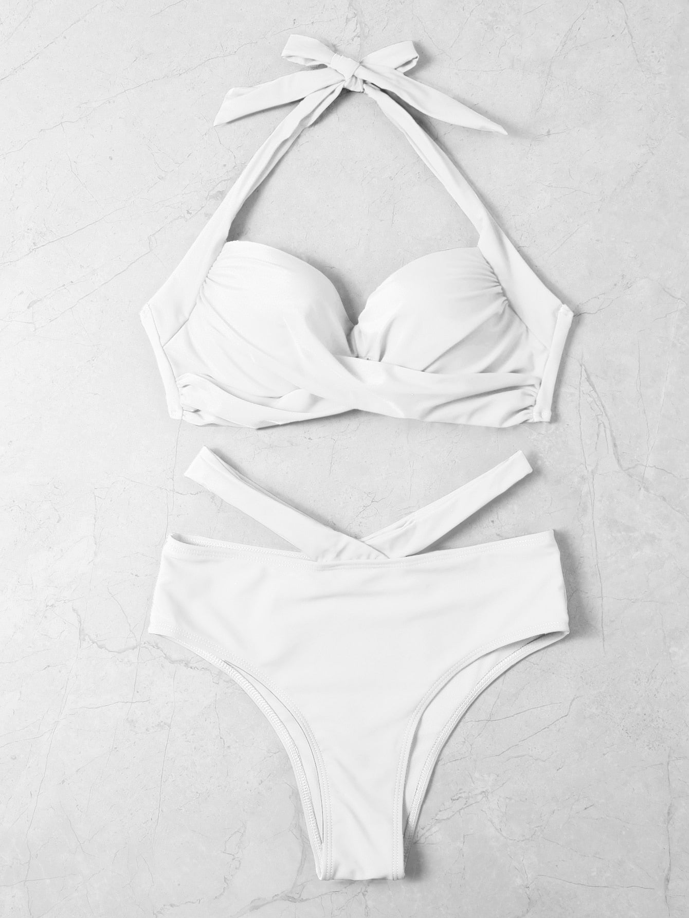 SHEIN Swim Basics Twist Front Push Up Bikini Swimsuit