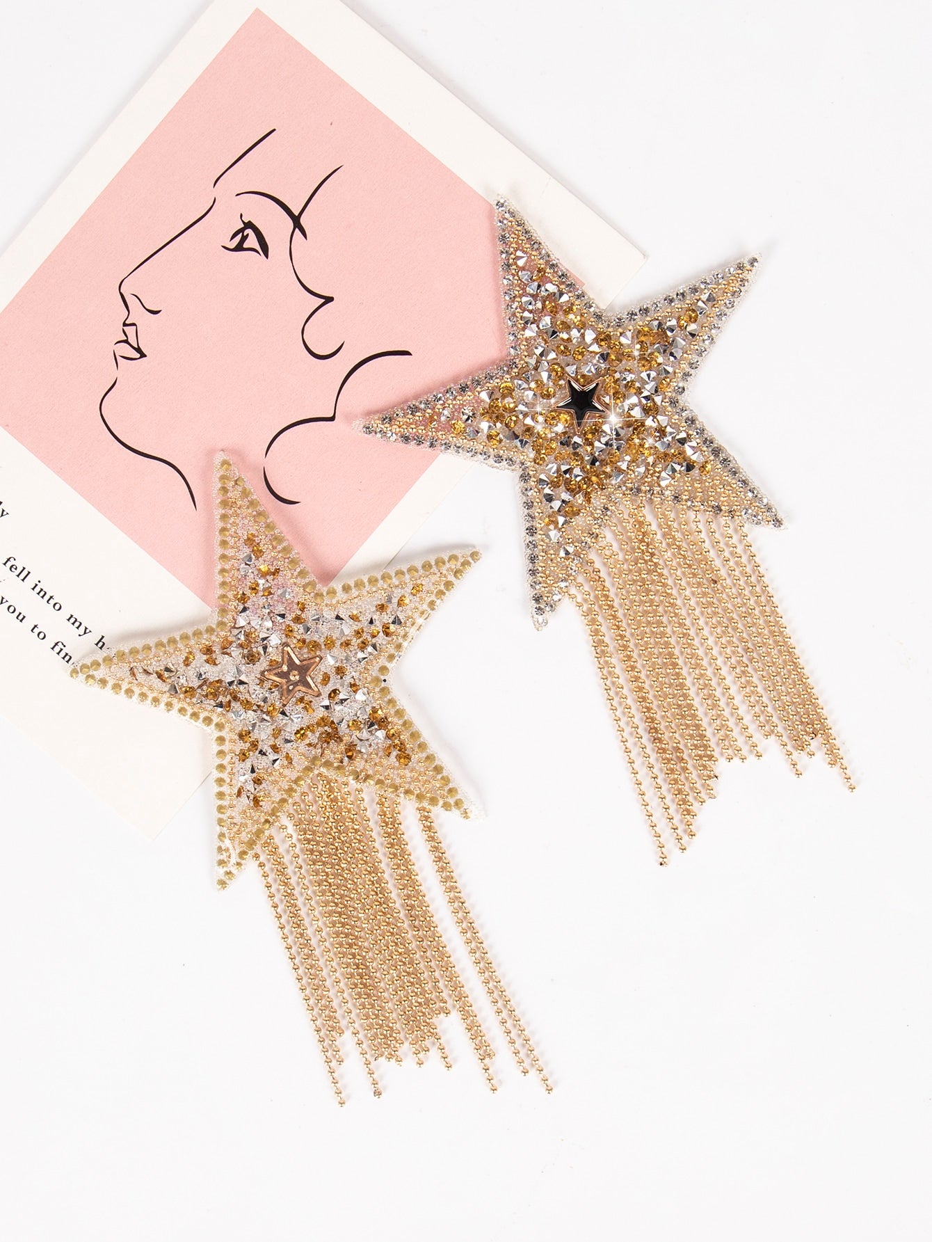 Plus 1pair Fringe Hem Studded Star Shaped Nipple Cover