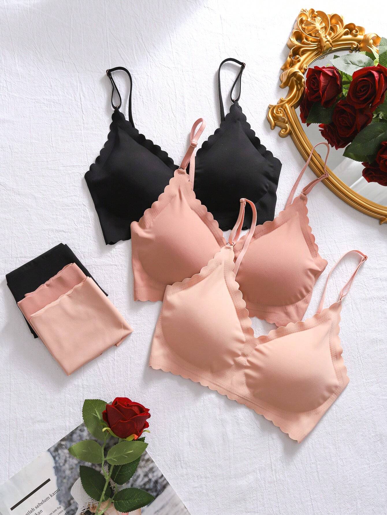6pcs Women Plain Simple Bra &amp; Panty Underwear Set