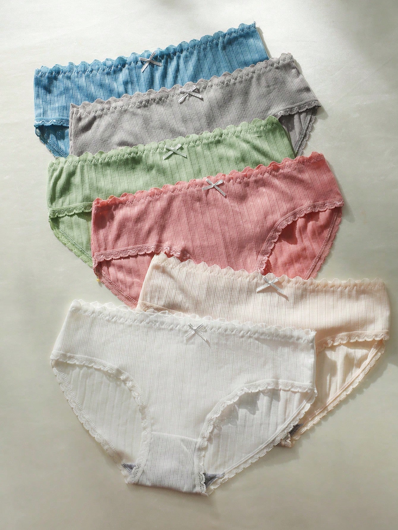6pack Lace Trim Bow Front Panty