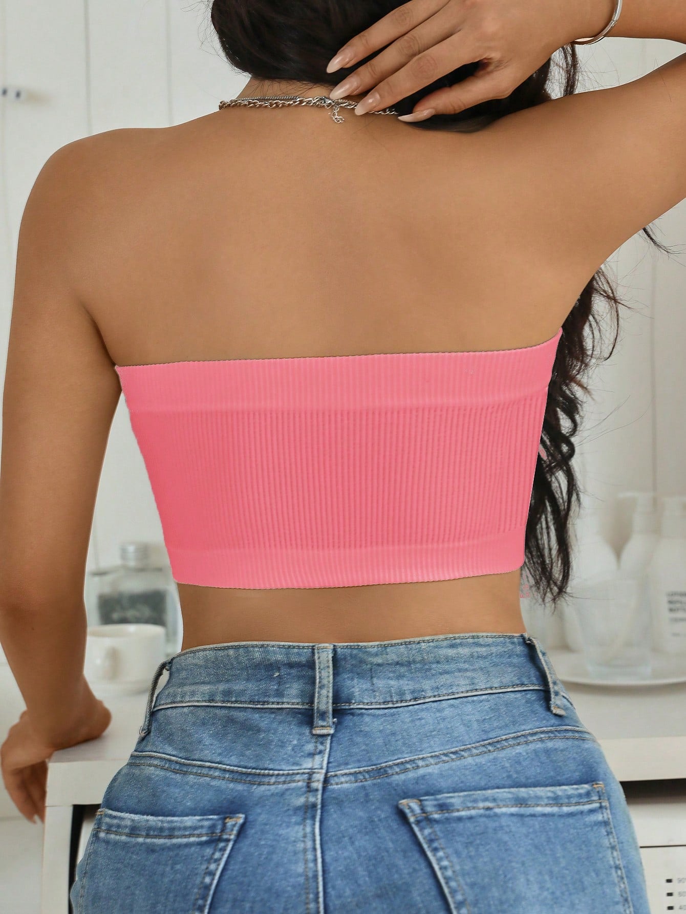 SHEIN Solid Ribbed Knit Tube Top