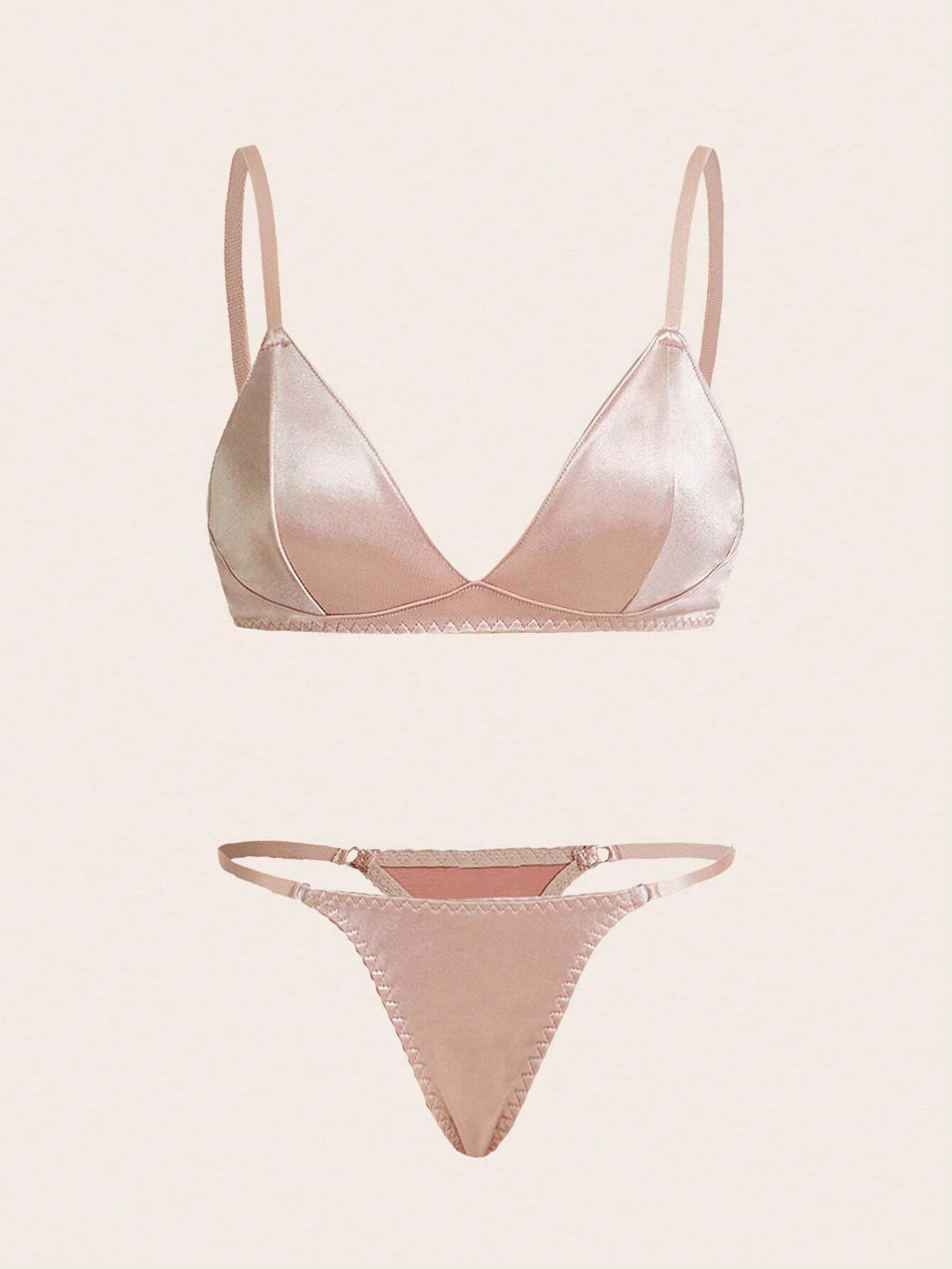 Charlaine Solid Satin Bra &amp; Panty Lingerie Set