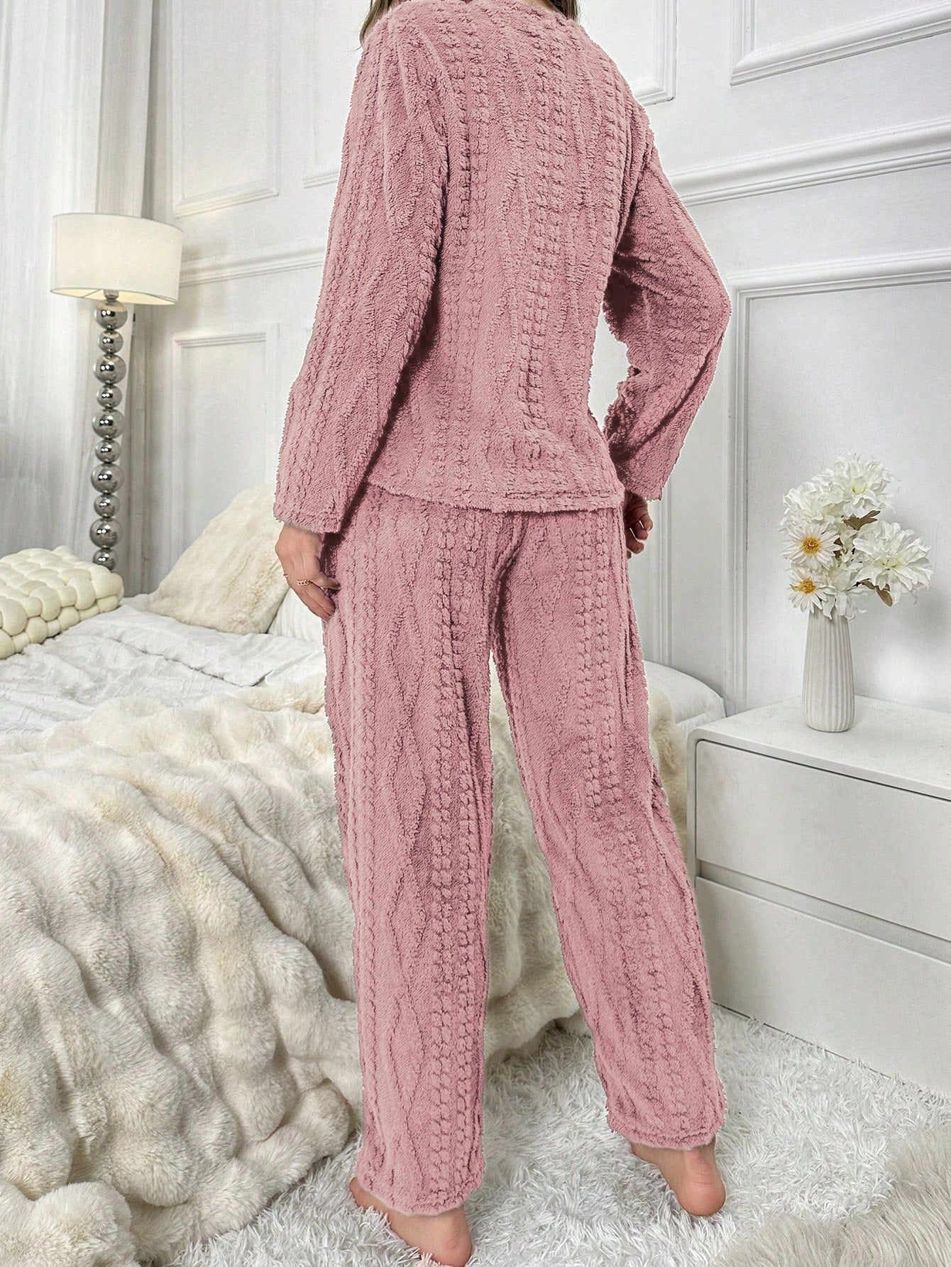 Bear Patched Flannel PJ Set / Pajama Set