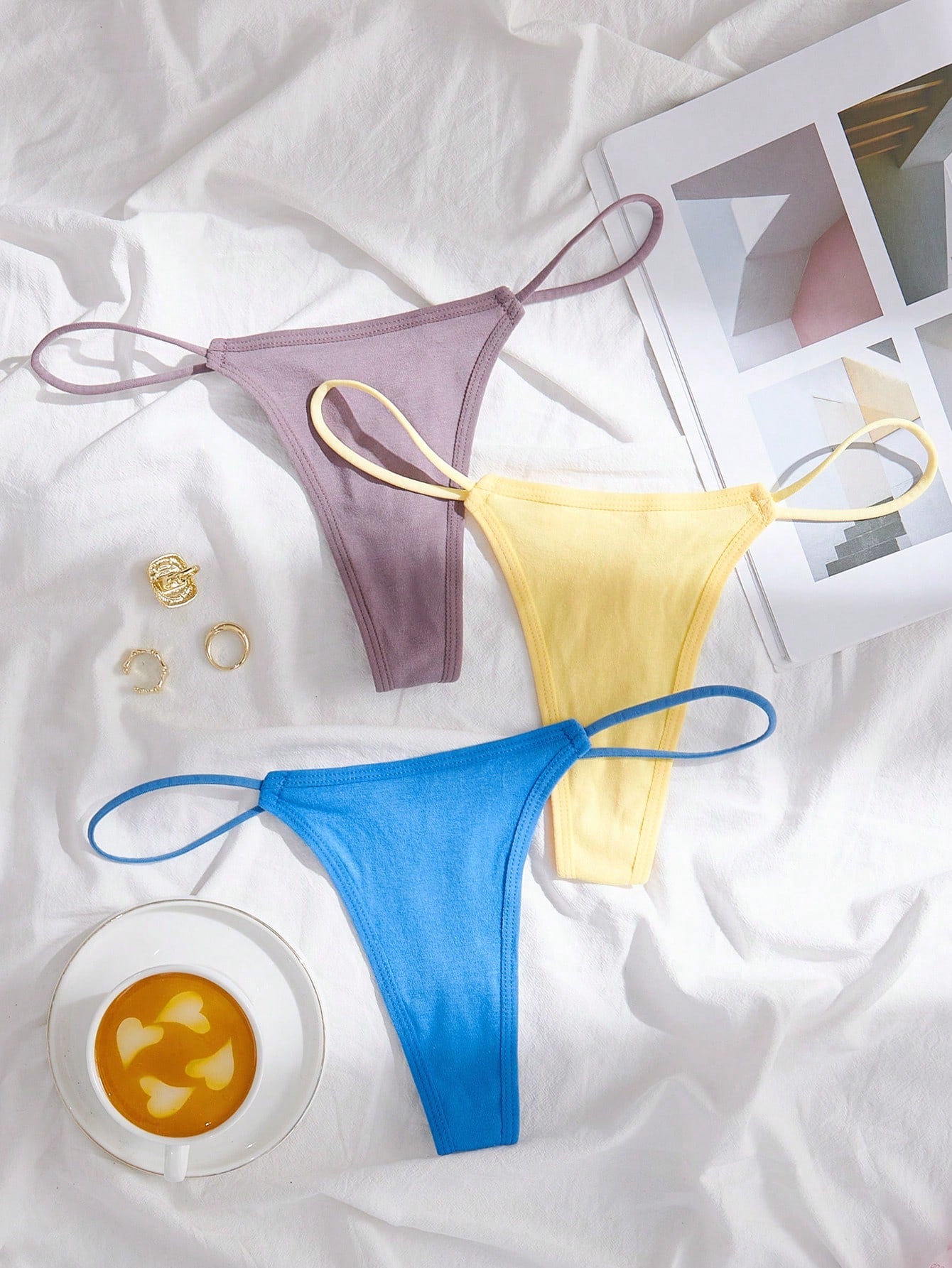 3pack Solid No Show Thong Set Multicolor 4