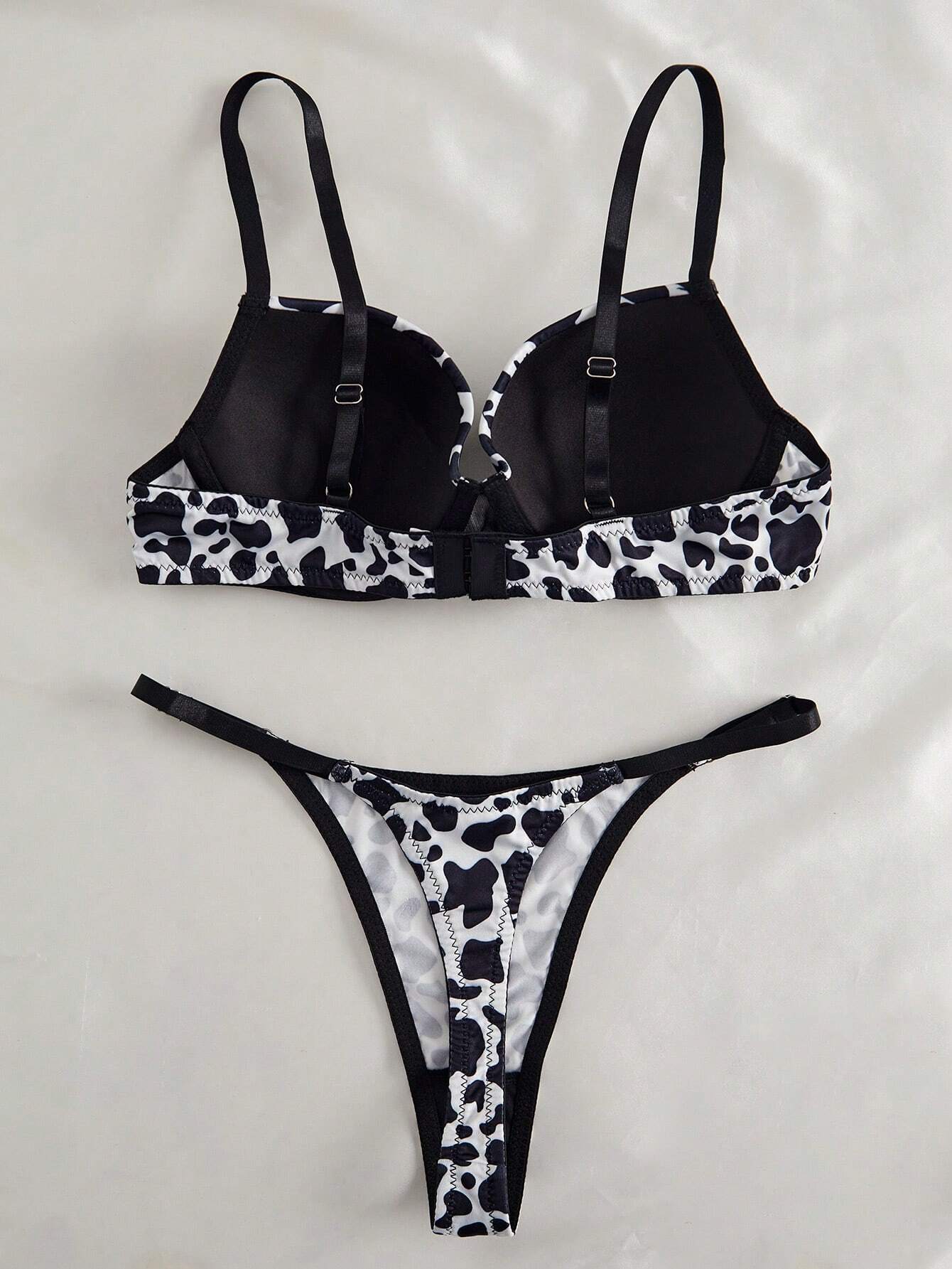 Leopard Print Underwire Bra &amp; Panty Lingerie Set