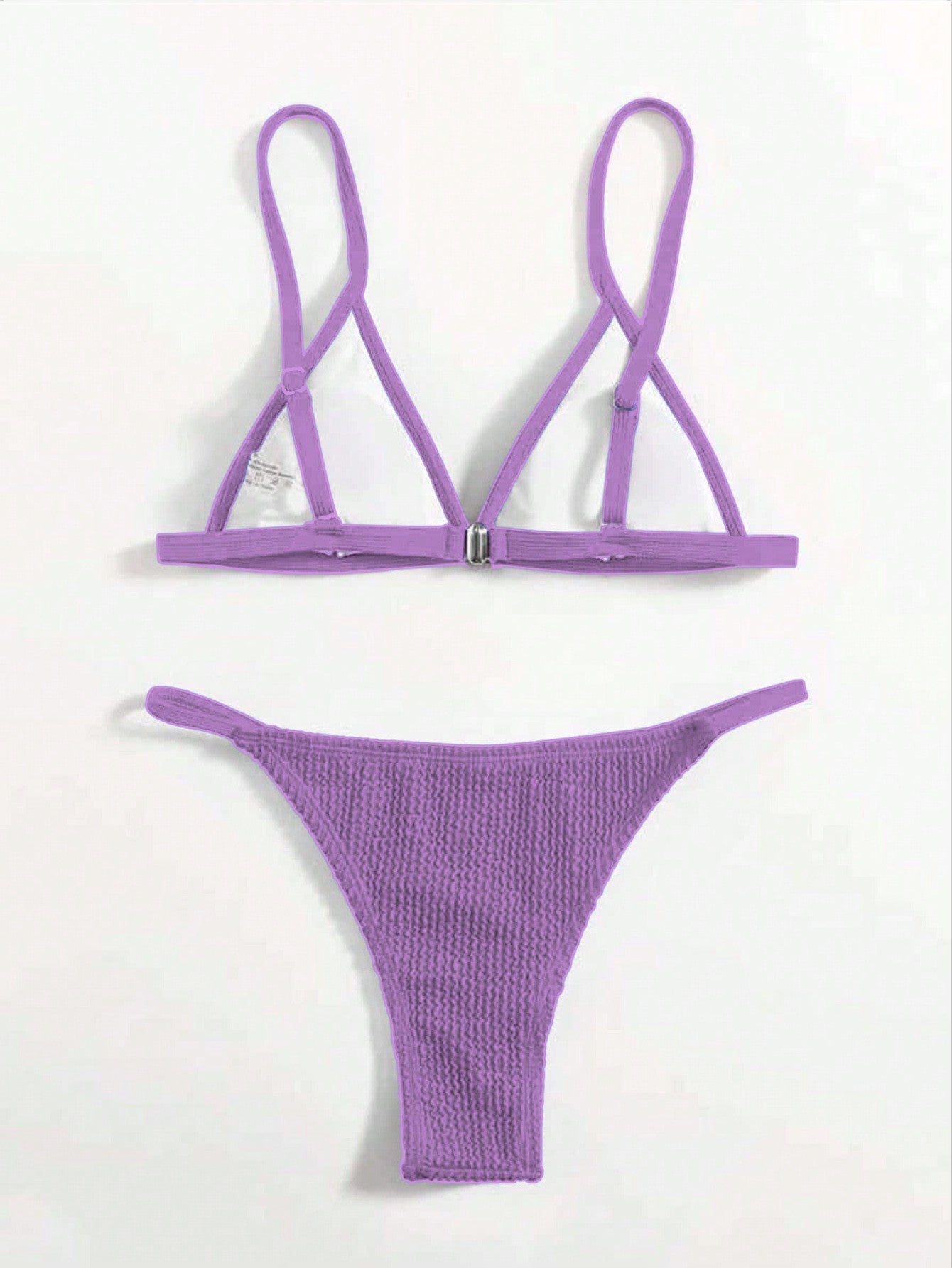 Contrast Binding Triangle Thong Bikini Swimsuit