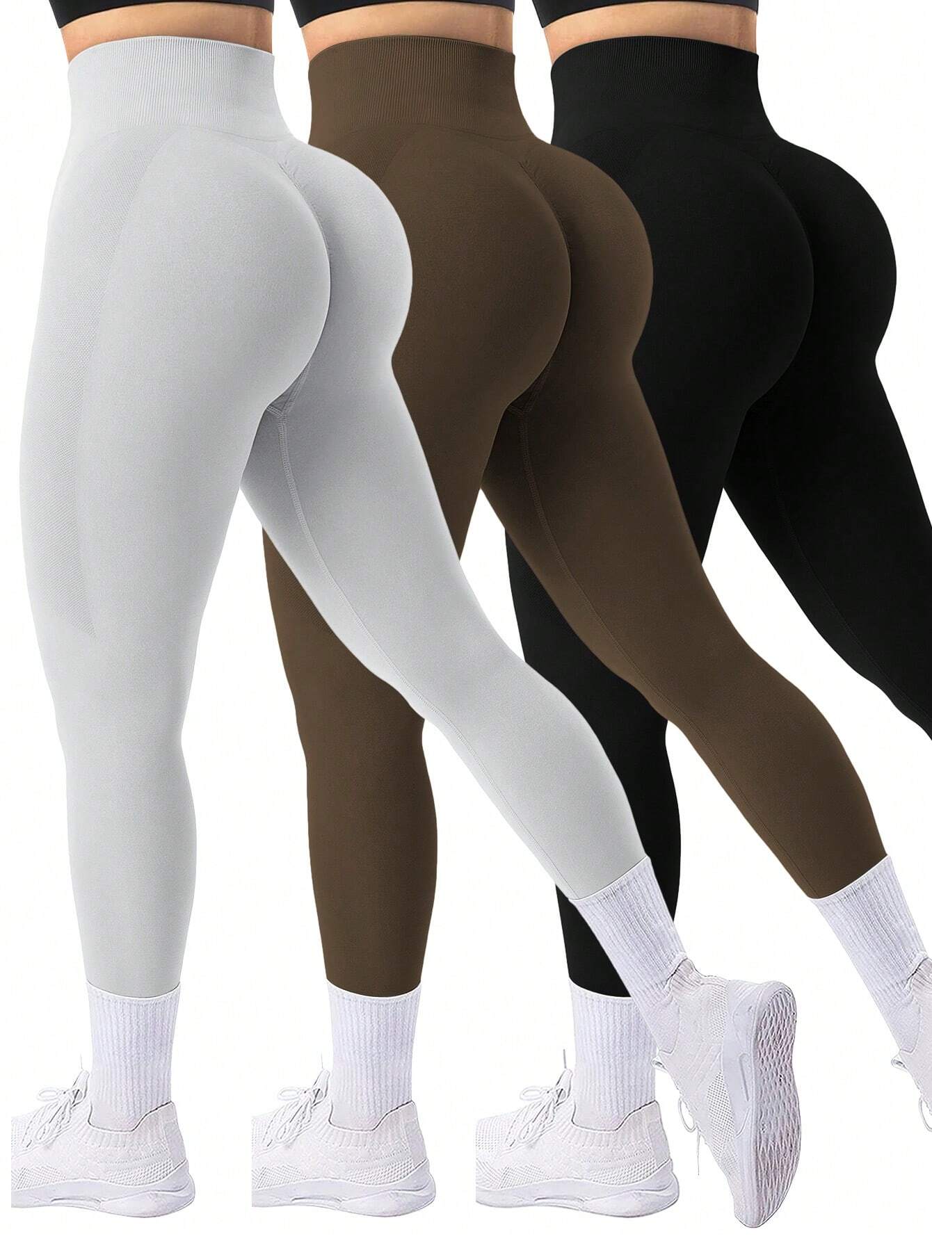 Sport Women Solid Color High Waist Minimalist Seamless Stretchy Leggings