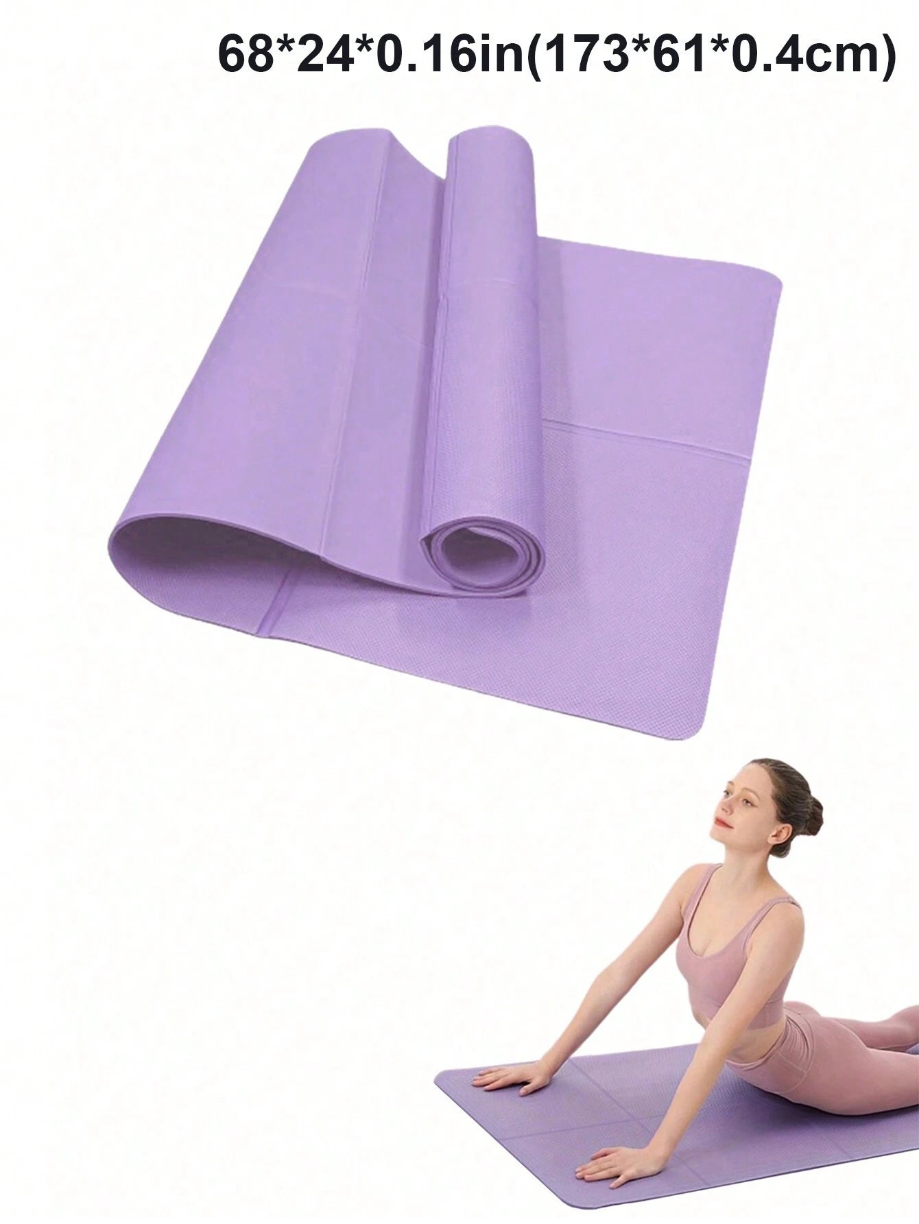 1pc 173*61*0.3cm Eva Yoga Mat For Beginners, Fitness Mat, Dance, Anti-skid Exercise Pad purple One-Size