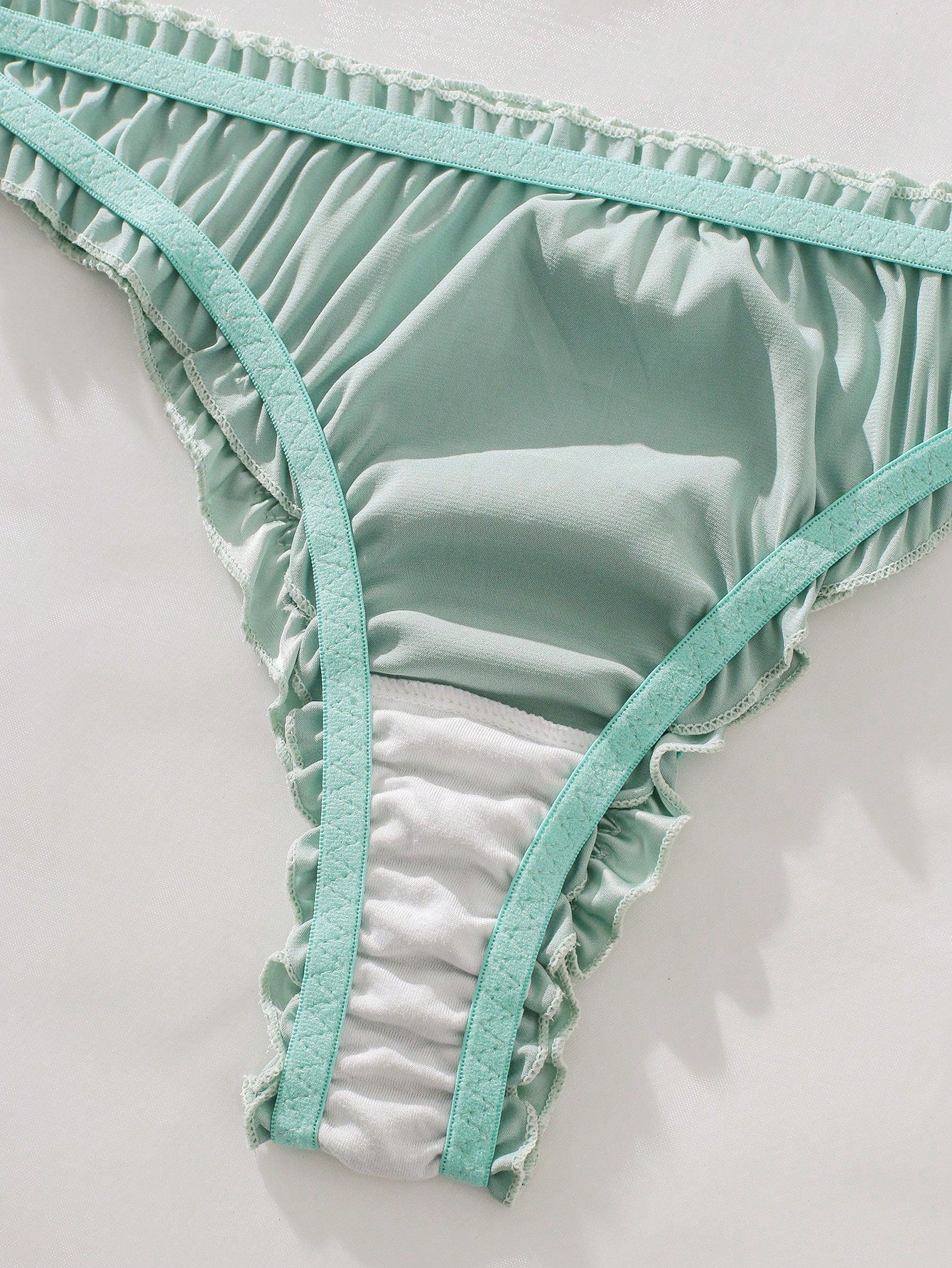 Frill Trim Satin Lingerie Set