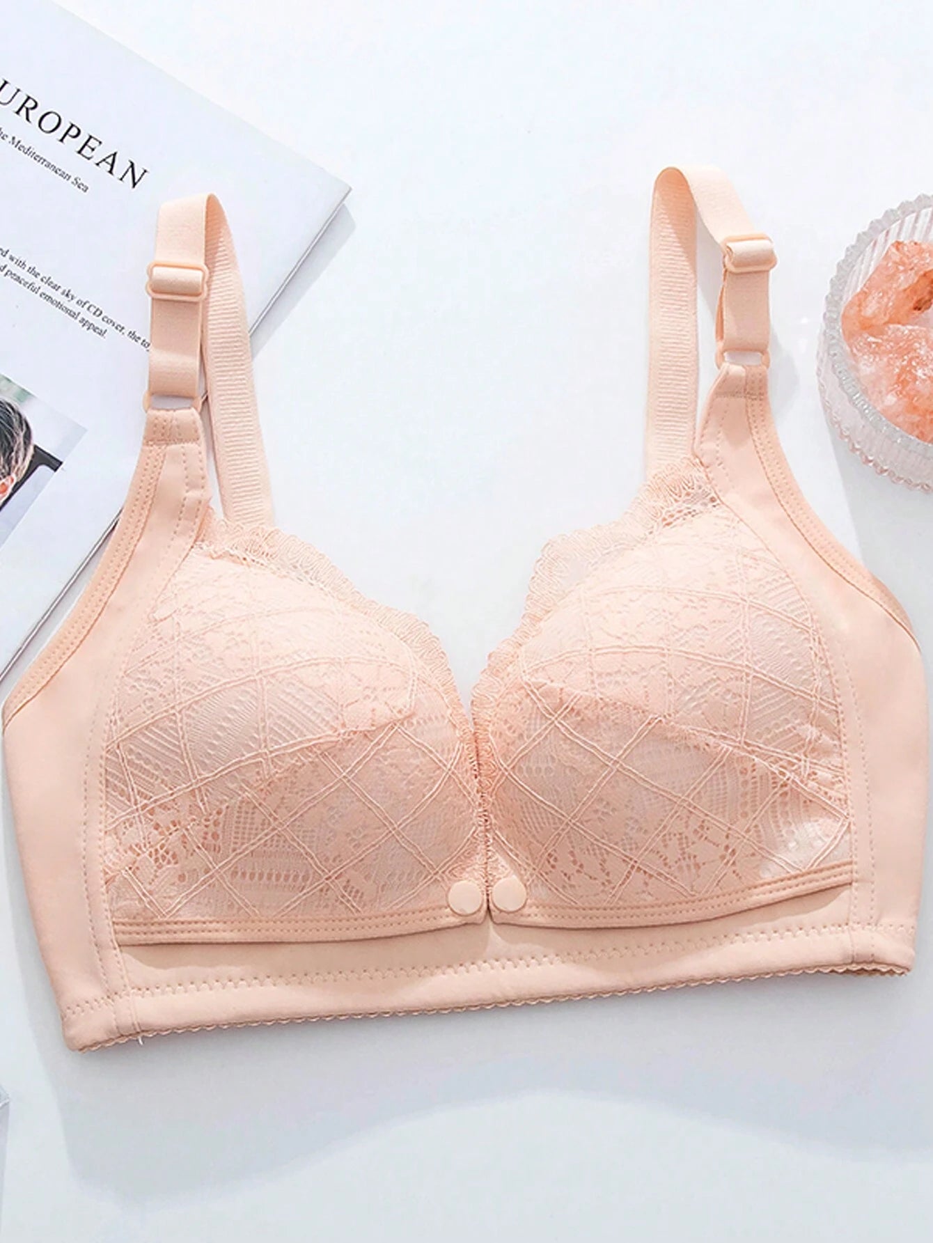 1 Pc Elegant Lace Nursing Bra For Maternity-Stretchy, Comfortable &amp; Easy Breastfeeding,Chic Push-Up Design