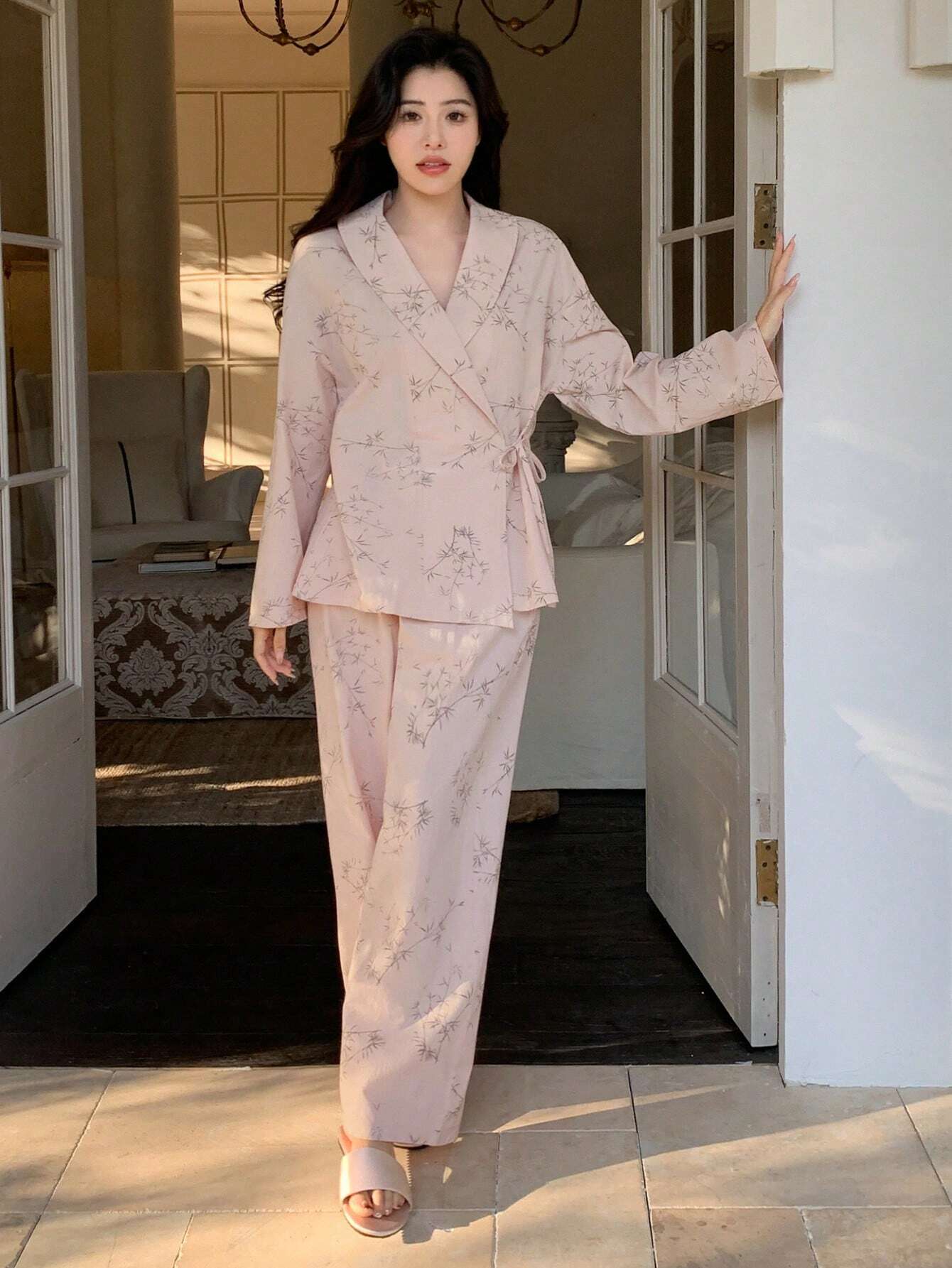 DAZY Women's Botanical Printed Pajama Set