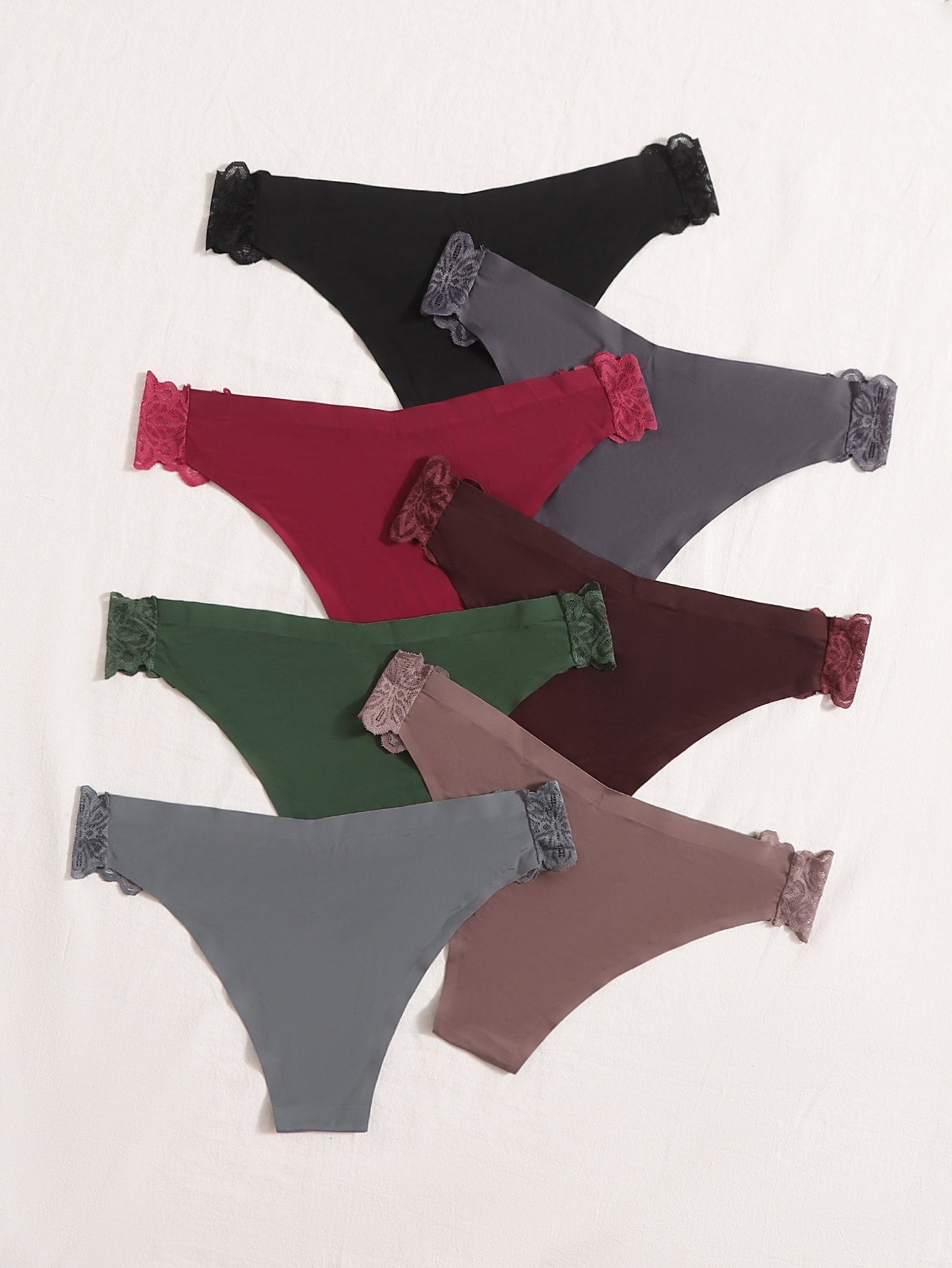 7pack Contrast Lace Panty Set
