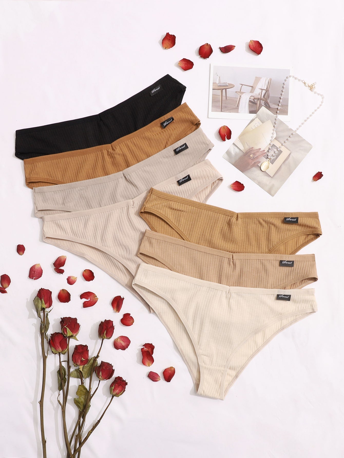 7pack Solid Rib Panty S multicolor 9