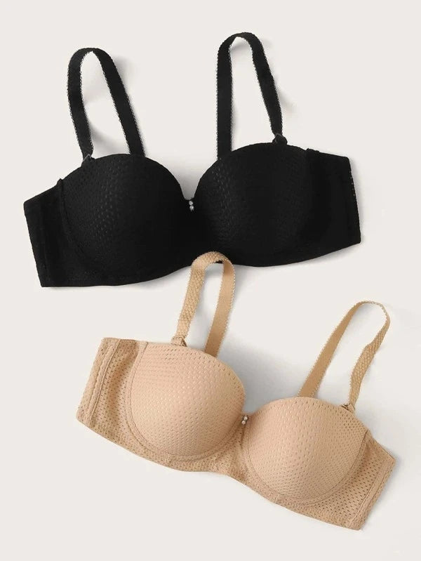 2pack Solid Underwire Bra Set