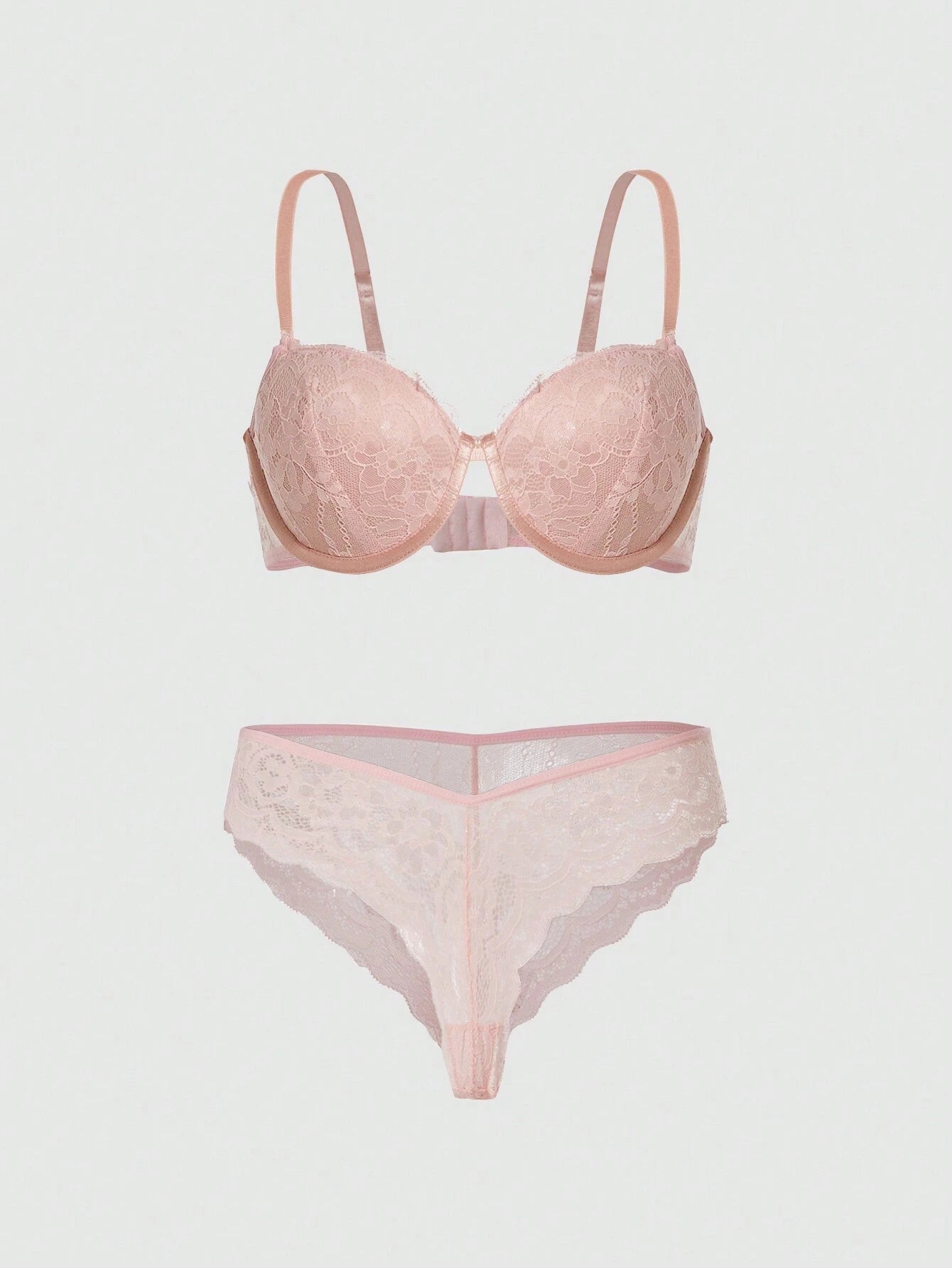 DesireSculpt Floral Lace Underwire Bra &amp; Panty Lingerie Set