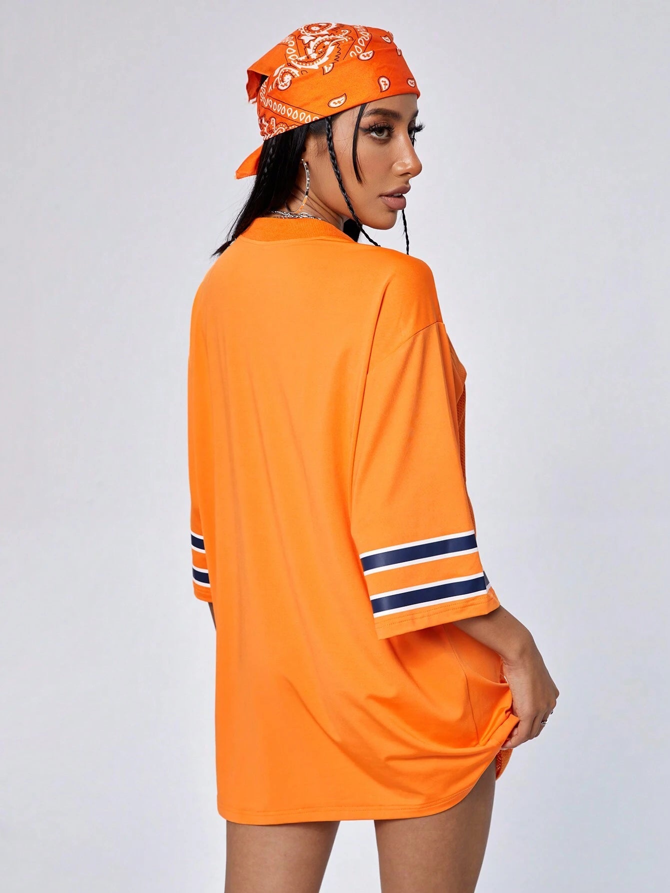 EZwear Digital Mesh Spliced Baseball Dress